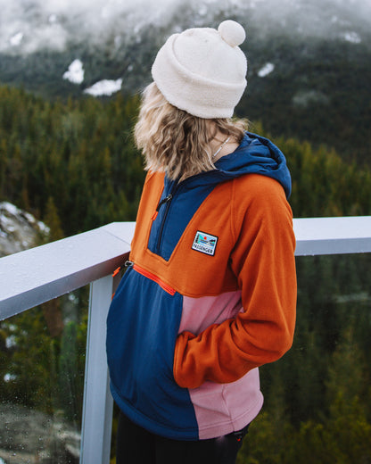 Alexander Hooded Polar Fleece - Dark Denim/Sunset Orange - IGC