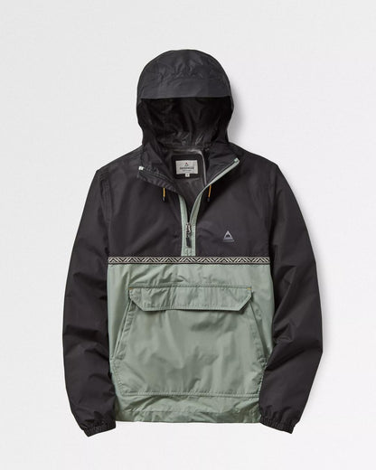 Flow 1/2 Zip Recycled Water Resistant Jacket - True Black/Pistachio - Flatlay