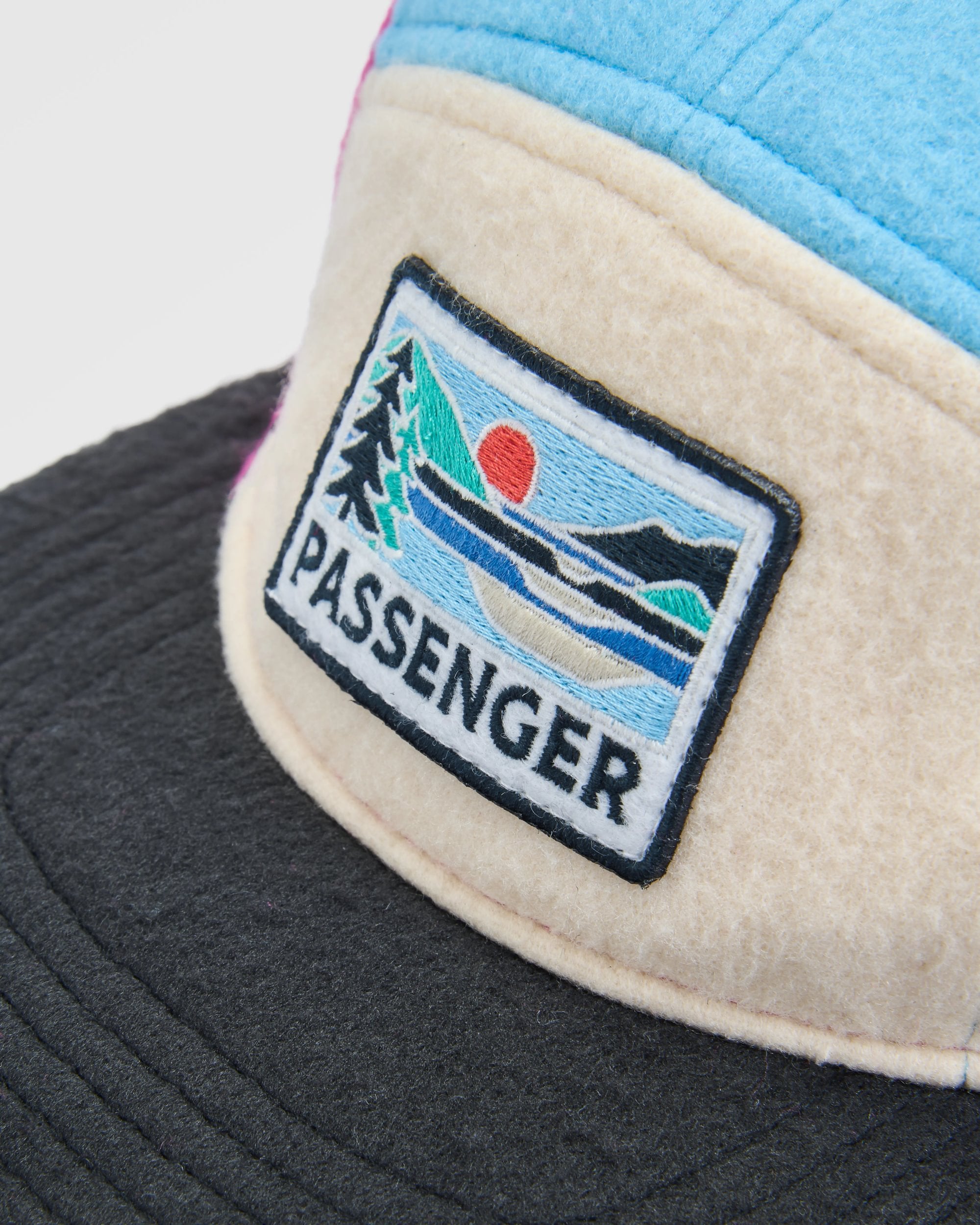 Pine Recycled Polar Fleece 5 Panel Cap - Maroon - Flatlay