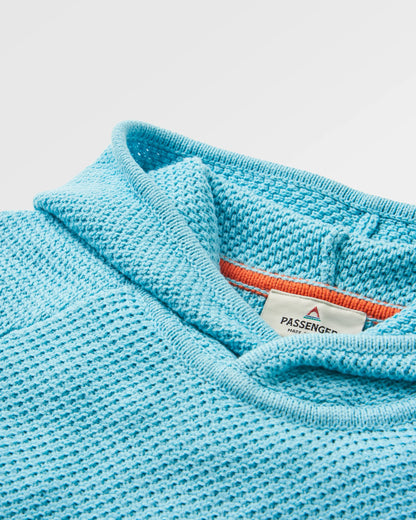 Cove Organic Cotton Knitted Hoodie - Retro Blue  - Flatlay