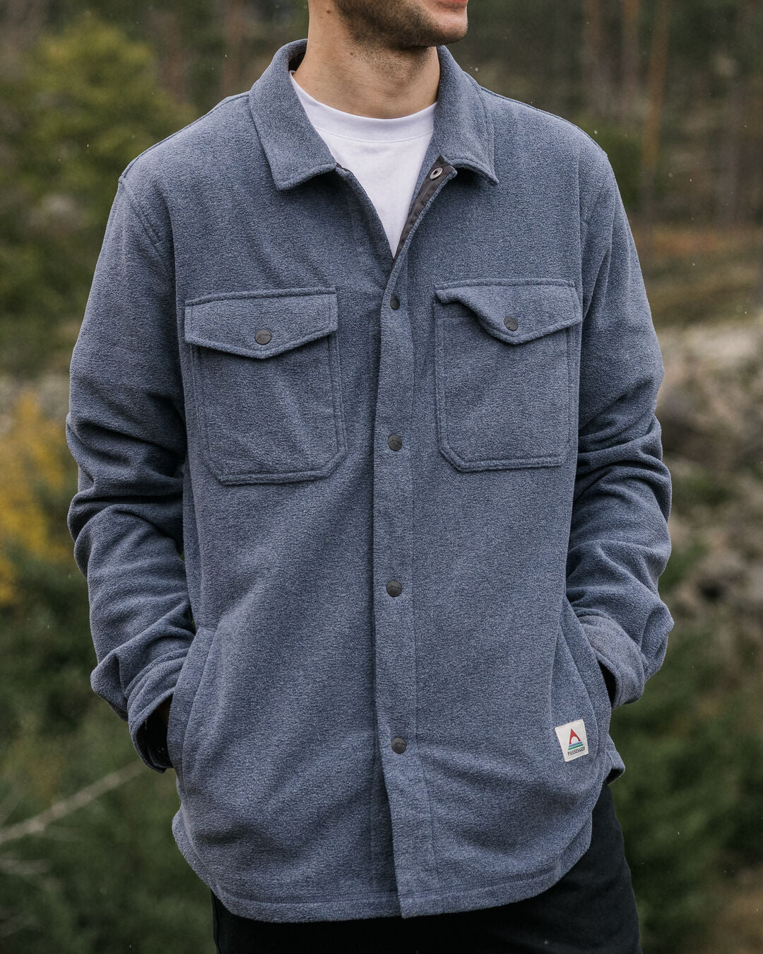 Maple Polar Recycled Fleece Shirt - Navy Marl - Lifestyle