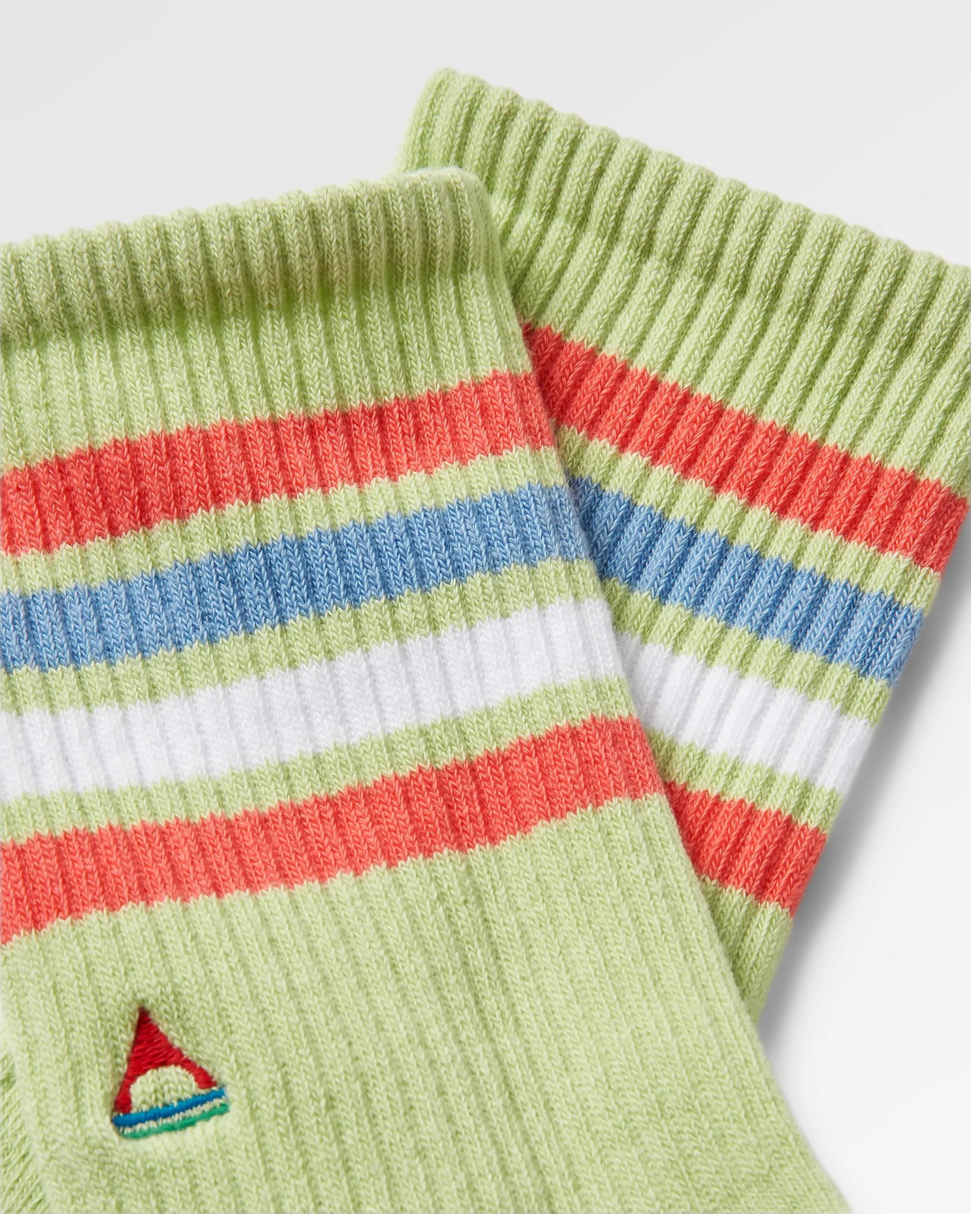 Organic Mid-weight Crew Socks - Green Fig - Flatlay