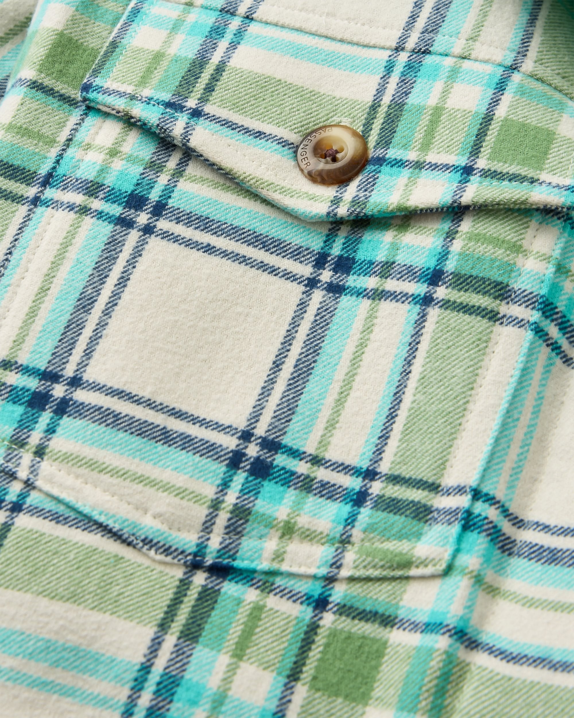 Stella Organic Cotton LS Shirt - Vintage White/Stem Green Check - Flatlay
