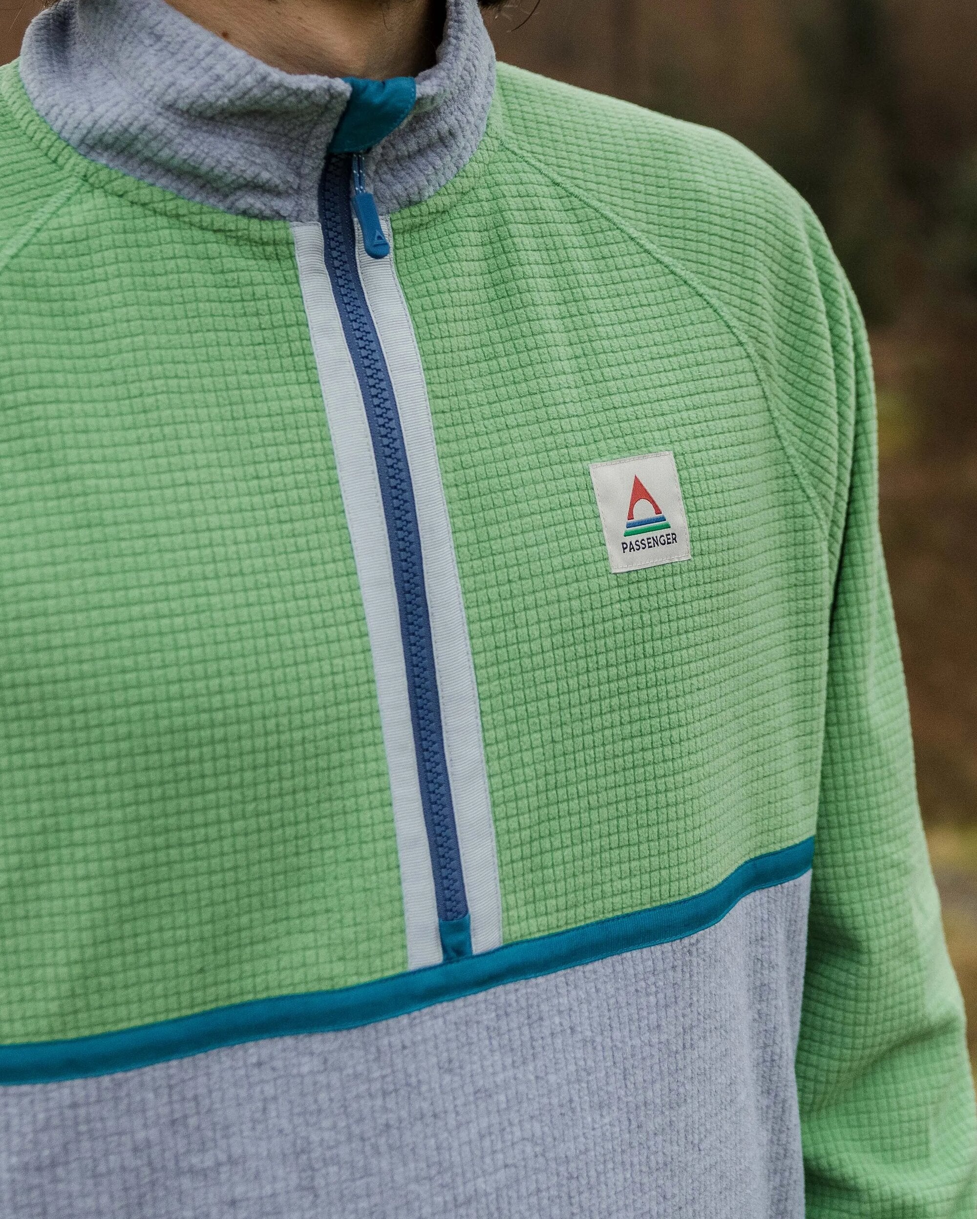 Overlook Recycled Grid Polar Fleece - Green Spruce/Grey Marl - Lifestyle