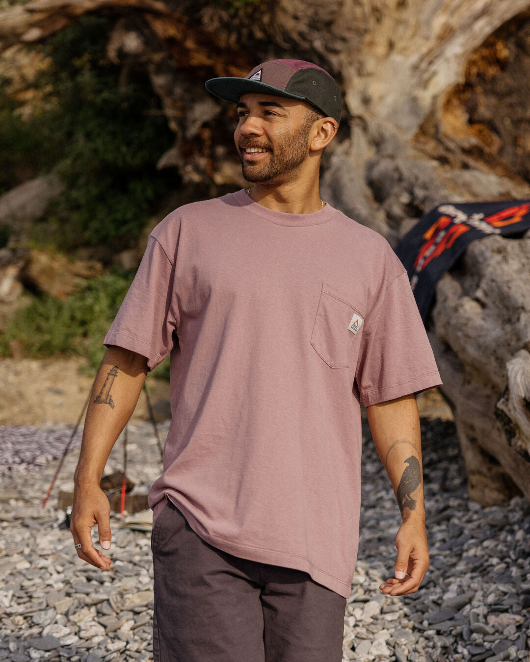 Heritage Organic Relaxed Fit T-Shirt - Grape - Lifestyle