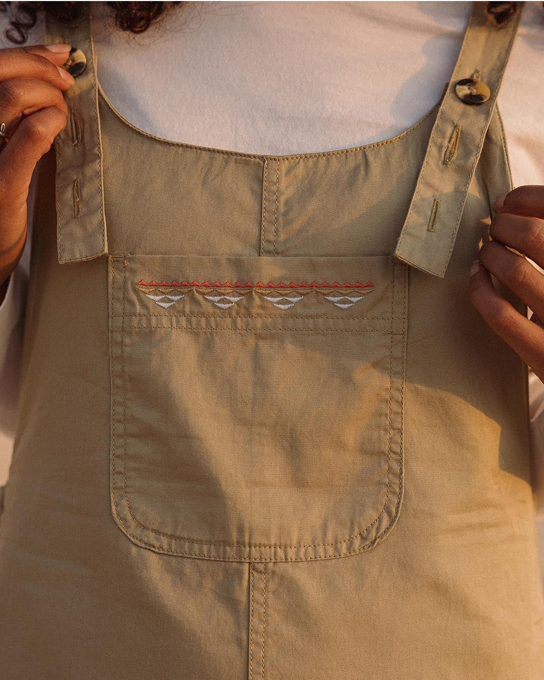 Faye Organic Cotton Dungarees - Biscuit - Lifestyle