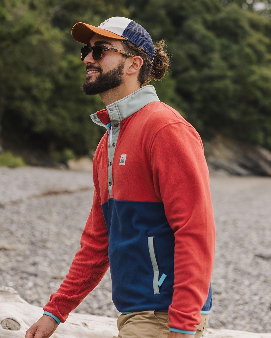 Adrift Polar Fleece - Cardinal/Dark Denim - Lifestyle