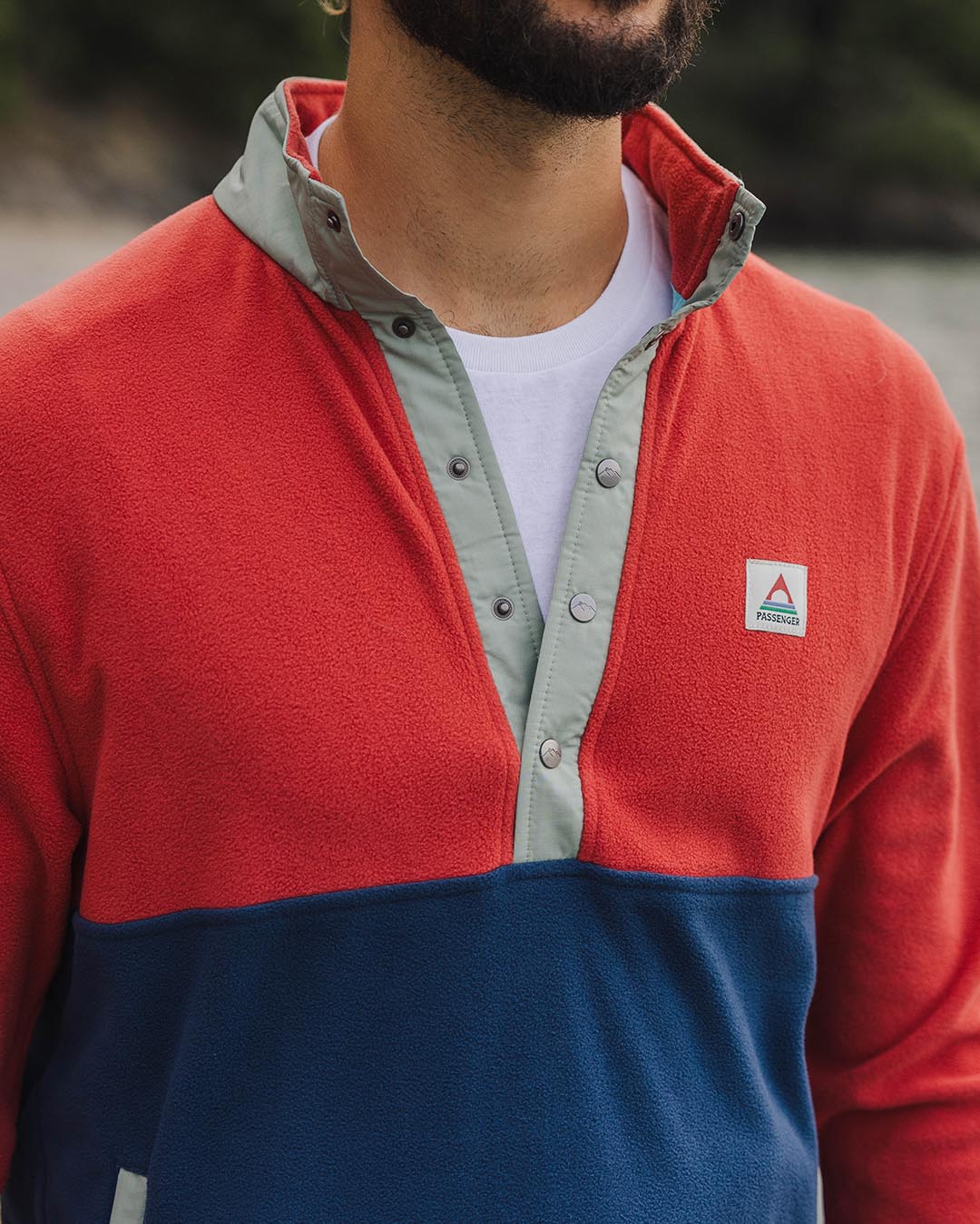 Adrift Polar Fleece - Cardinal/Dark Denim - Lifestyle