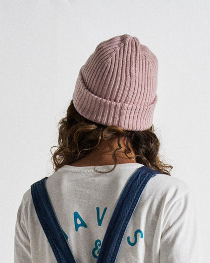 Fisherman Marl Beanie - Pink Haze - Studio Model - Female