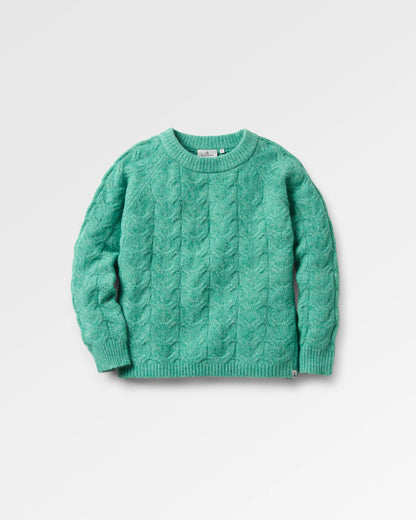 Harvest Recycled Knitted Jumper - Green Spruce - Flatlay
