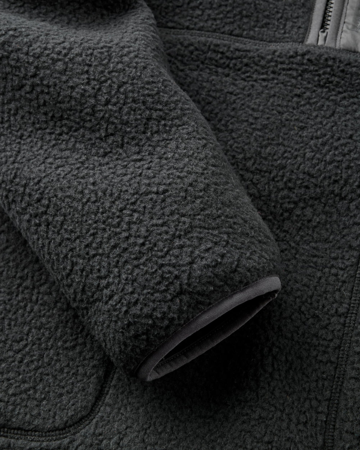Offgrid 1/2 Zip Hooded Sherpa Fleece - Black - Flatlay