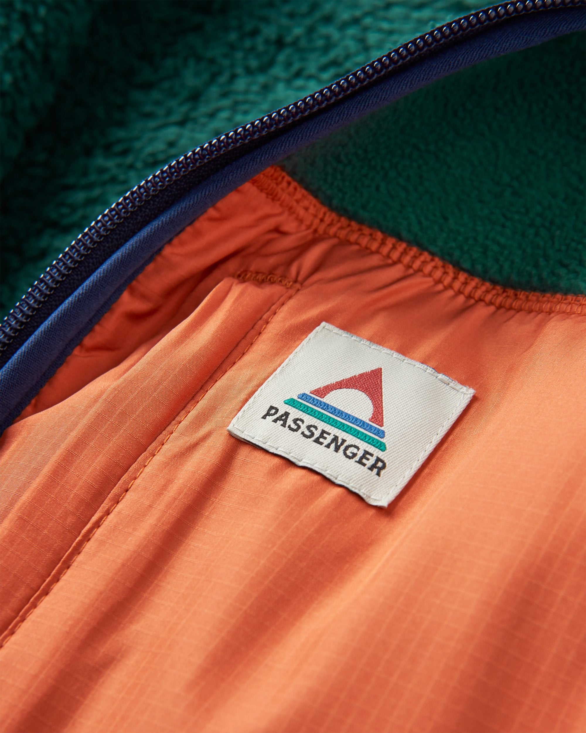 Loch Hooded Recycled Polar Fleece - Rain Forest/Rich Navy - Flatlay