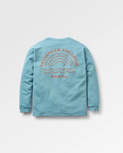 Rainbow Recycled Cotton Oversized Sweatshirt - Arctic - Flatlay