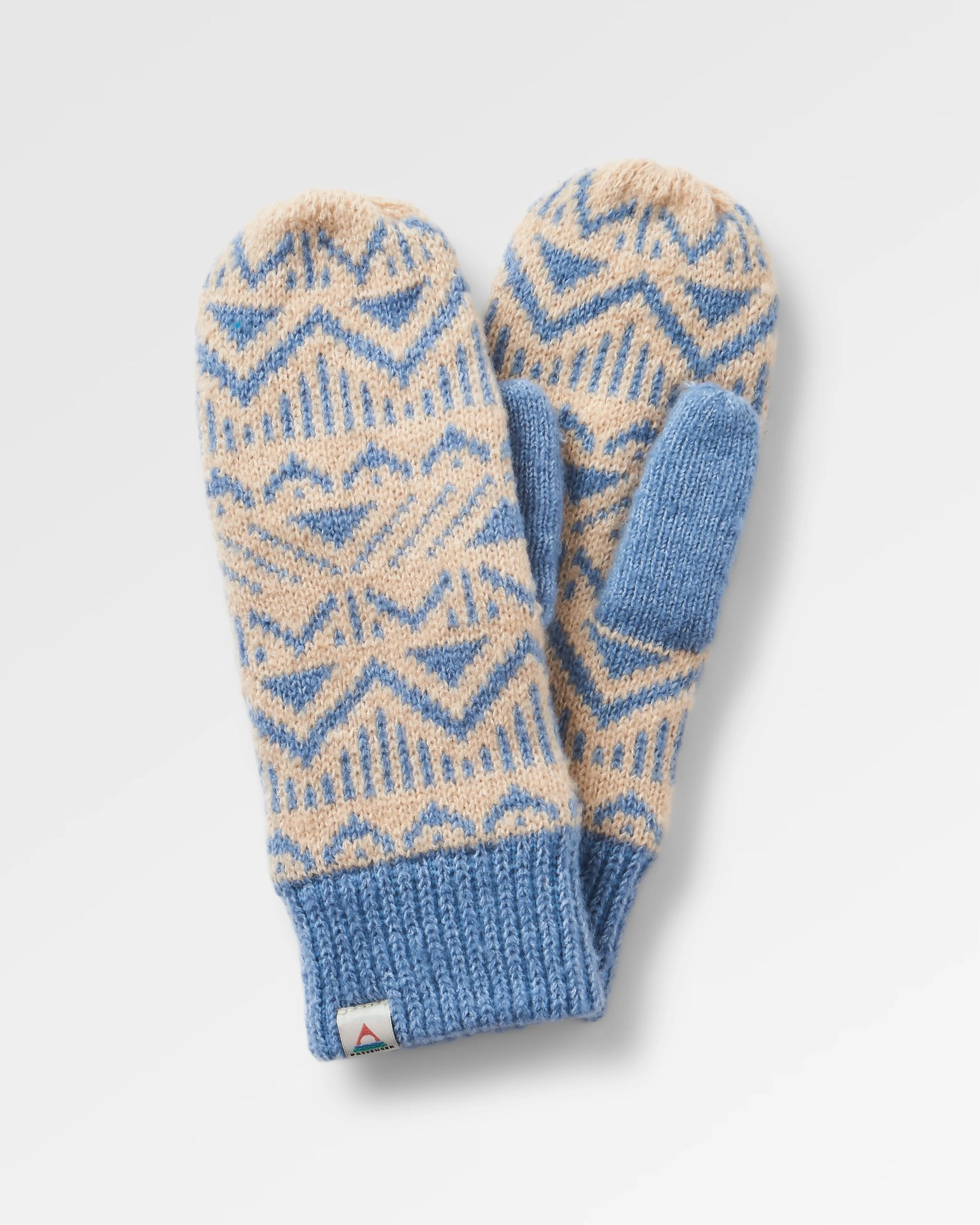 Nurture Recycled Fleece Lined Mittens - Faded Denim - Flatlay