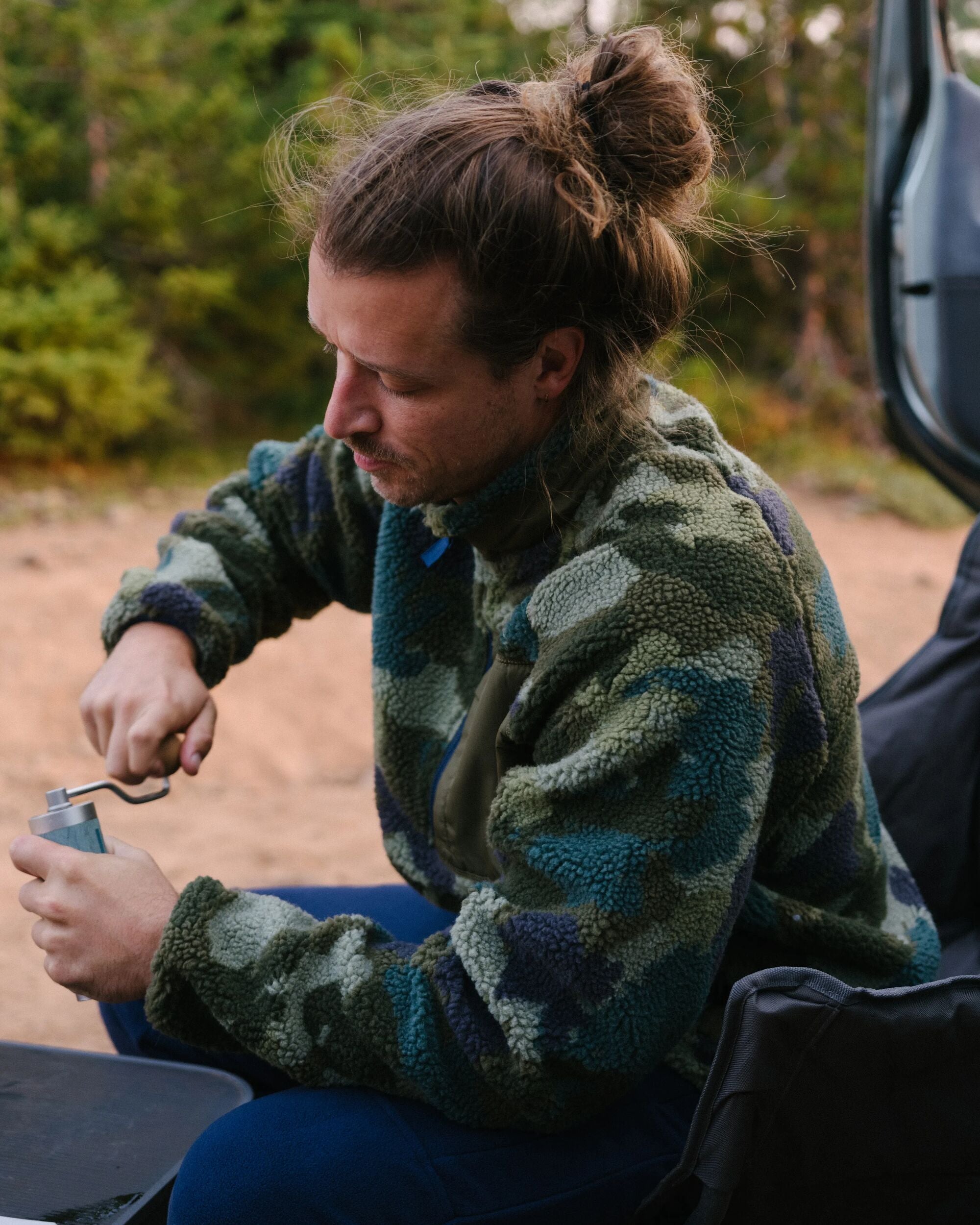 Offroad Recycled Sherpa 1/2 Zip Fleece - Alpine Camo Khaki - Lifestyle