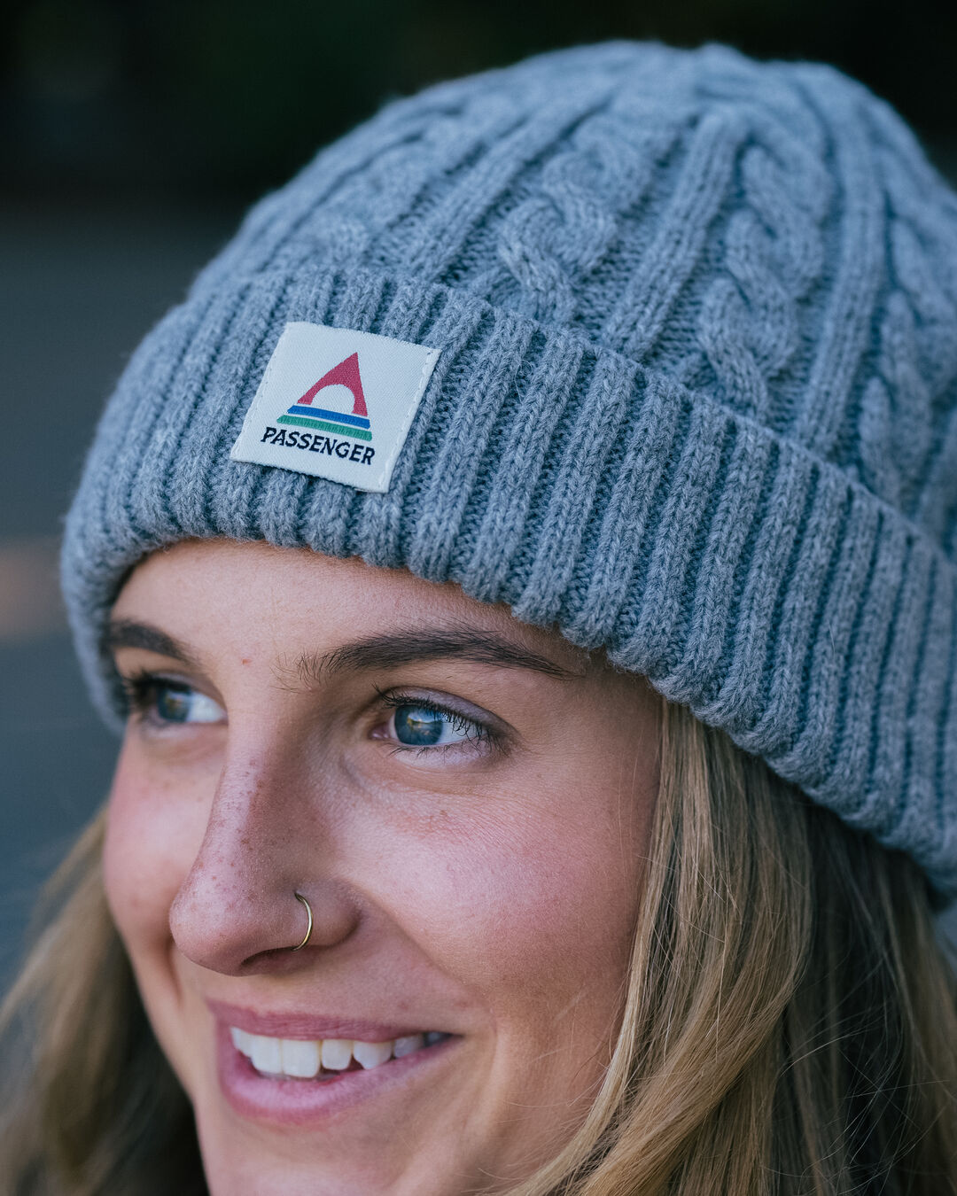 Womens_Fireside Cable Knit Beanie - Grey Marl