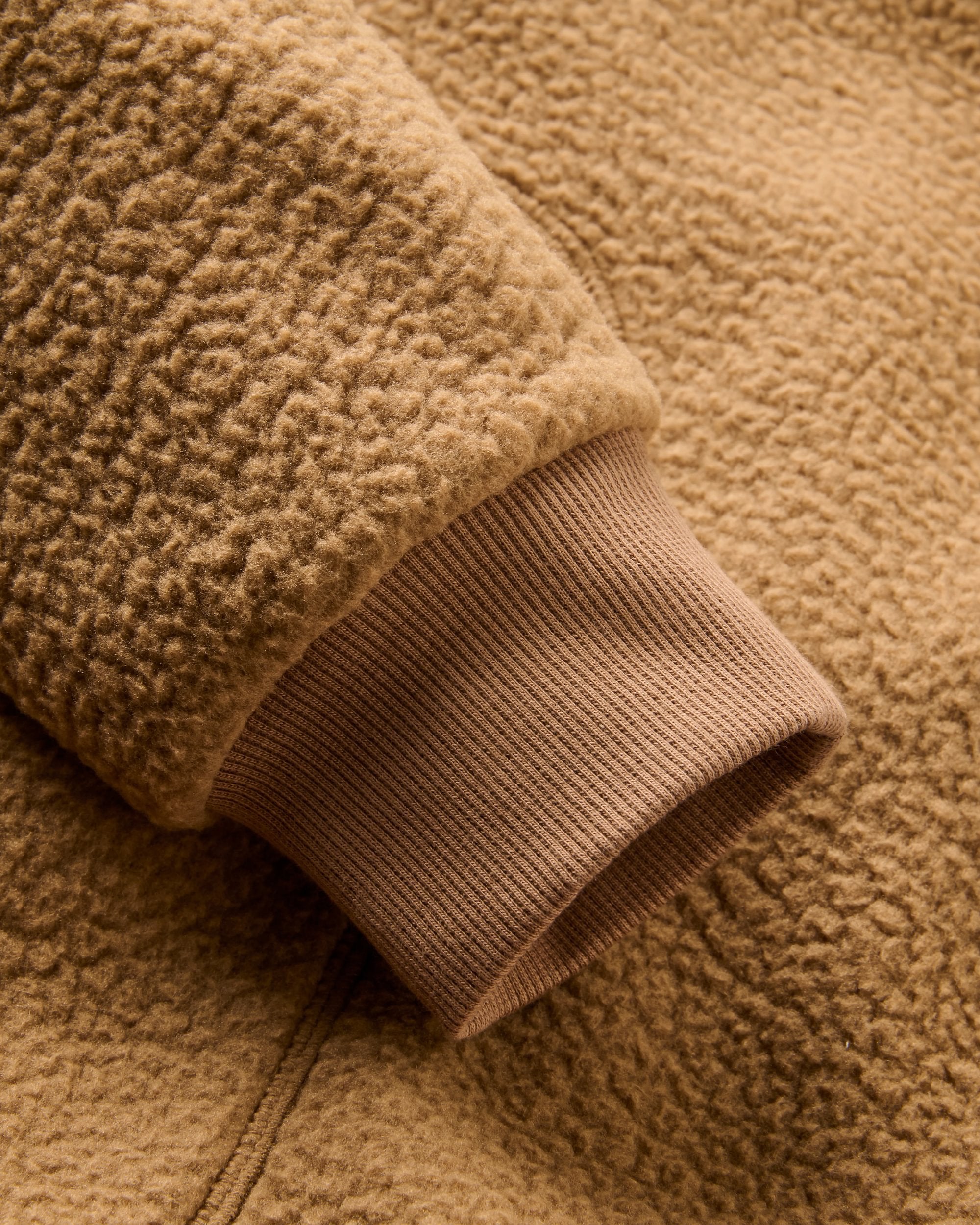 Offgrid Sherpa Crew Fleece - Caramel Brown - Flatlay