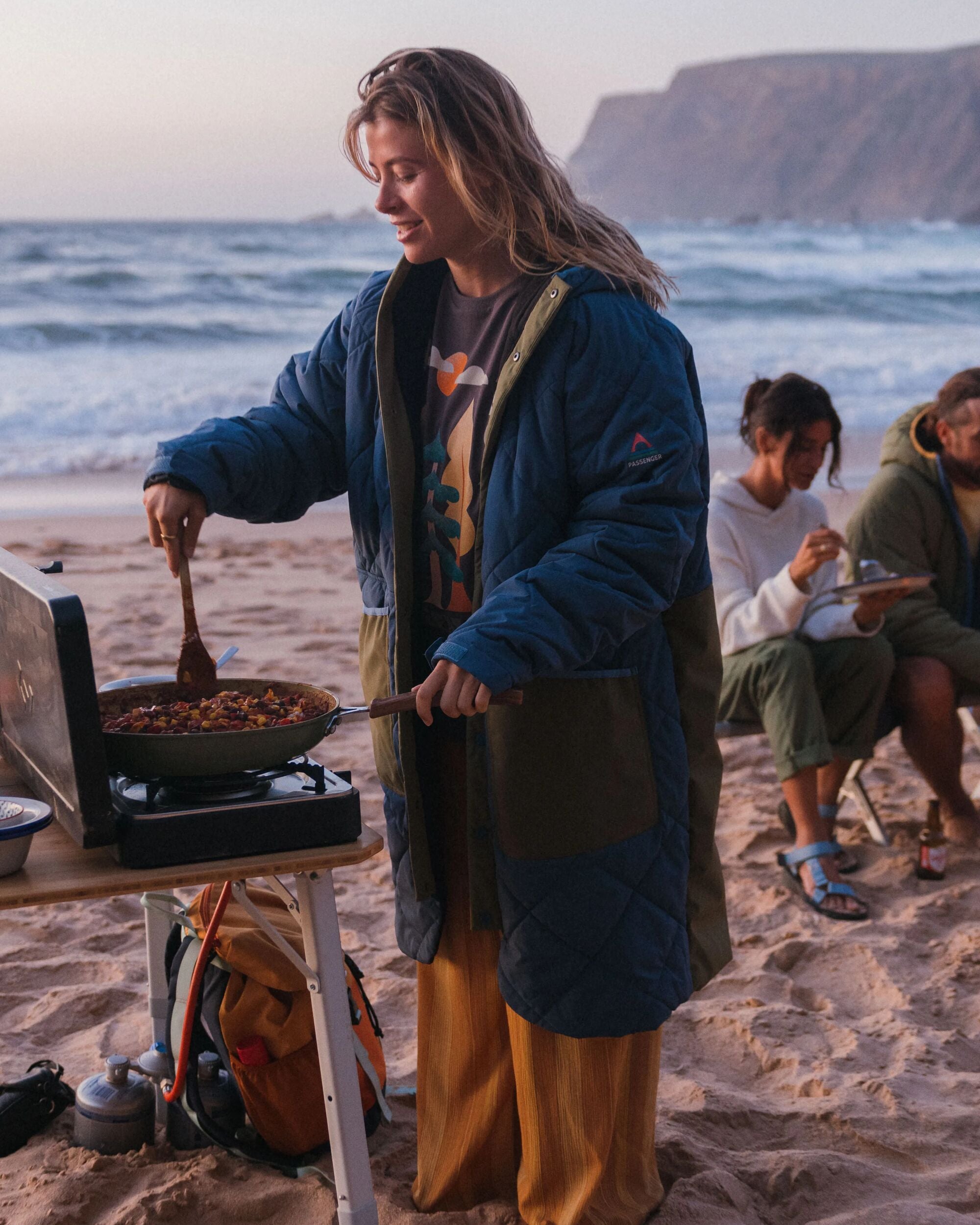 Campscape Recycled Fleece Lined Parka - Khaki/Dark Denim - Lifestyle - Female