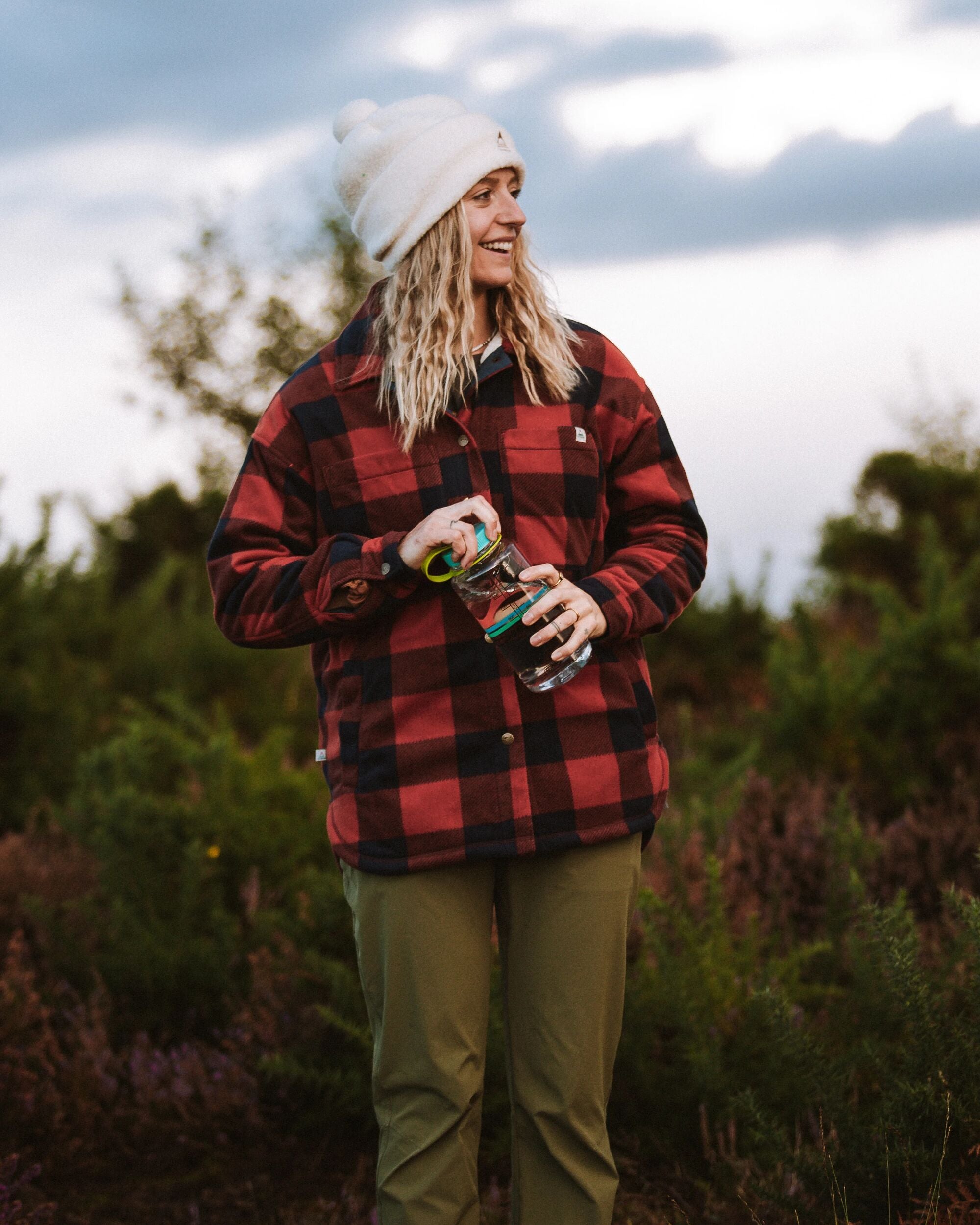 Orion Recycled Sherpa-Lined Polar Fleece Shirt - Red Ochre Buffalo - Lifestyle