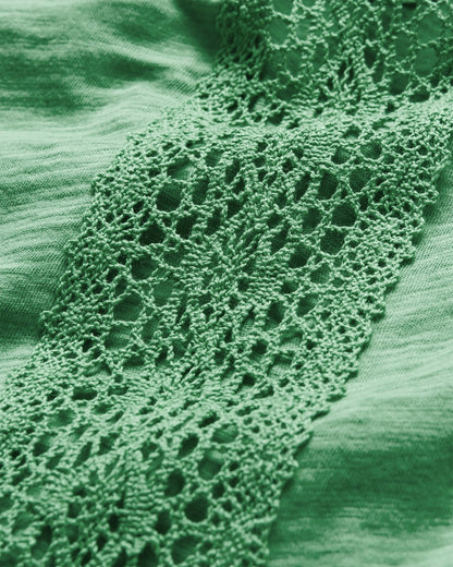 Rivergate Recycled Cotton Top - Green Spruce - Flatlay