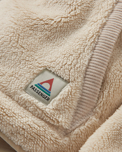 Iris Collarless Recycled Fleece Jacket - Oatmeal - Flatlay