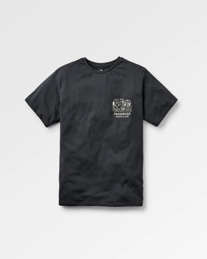 Roam Slow Men's Recycled Cotton T-shirt - Black - Flatlay