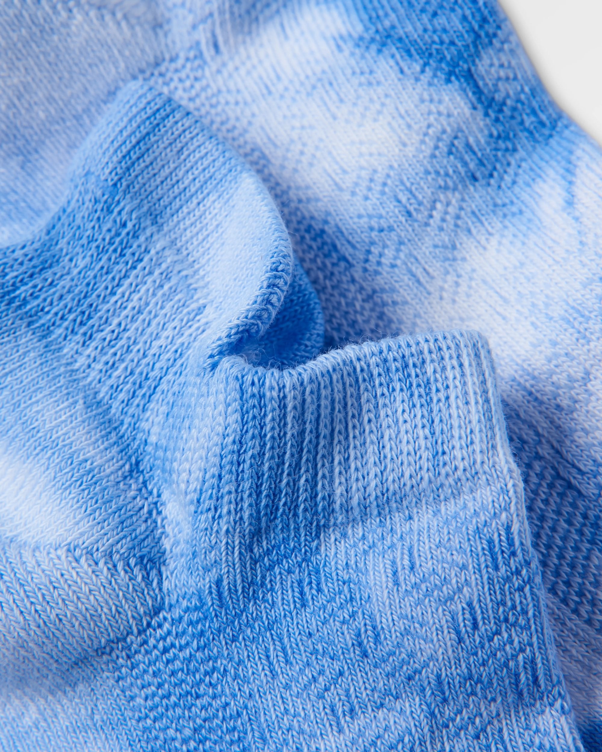 Organic Trainer Socks - Tie Dye Cornflower - Flatlay