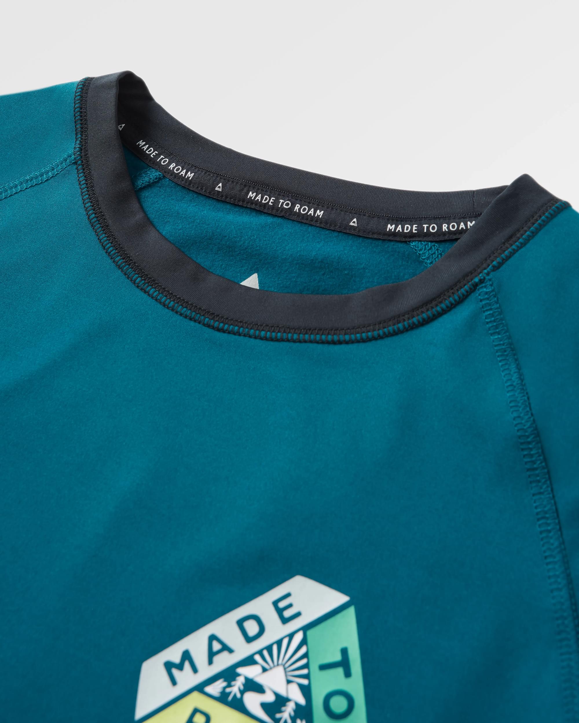 Lakeside Recycled Active T-Shirt - Tidal Blue - Flatlay