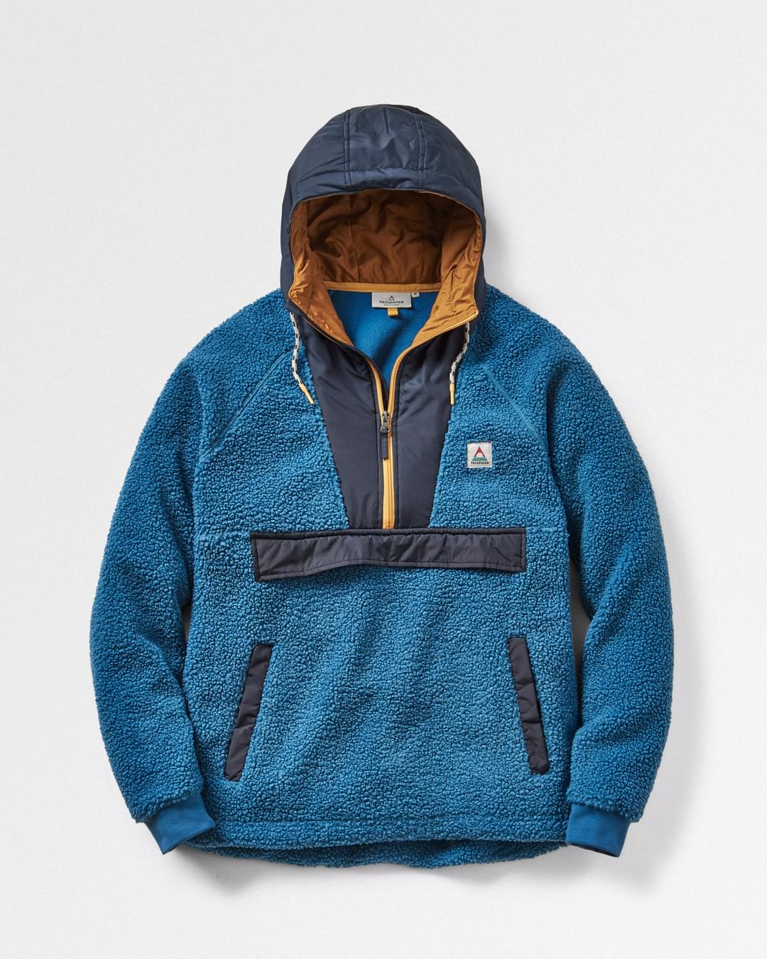 Woodland Recycled Polar-lined Sherpa Fleece - Blue Steel - Flatlay