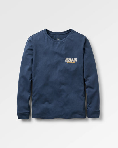 Patch Recycled Cotton LS T-Shirt - Rich Navy - Flatlay