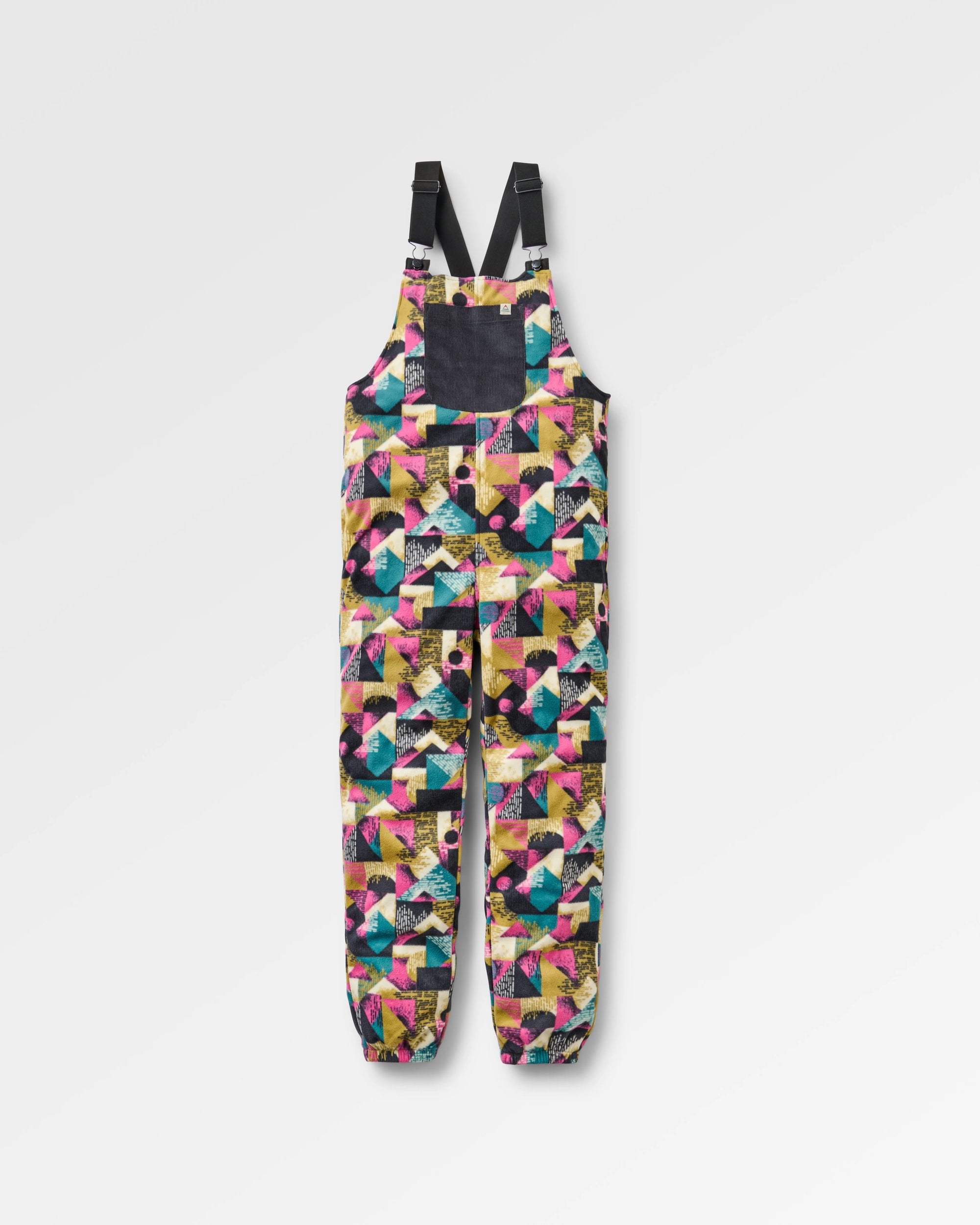 Ace Recycled Polar Fleece Dungarees - Mosaic Mountain Charcoal - Flatlay