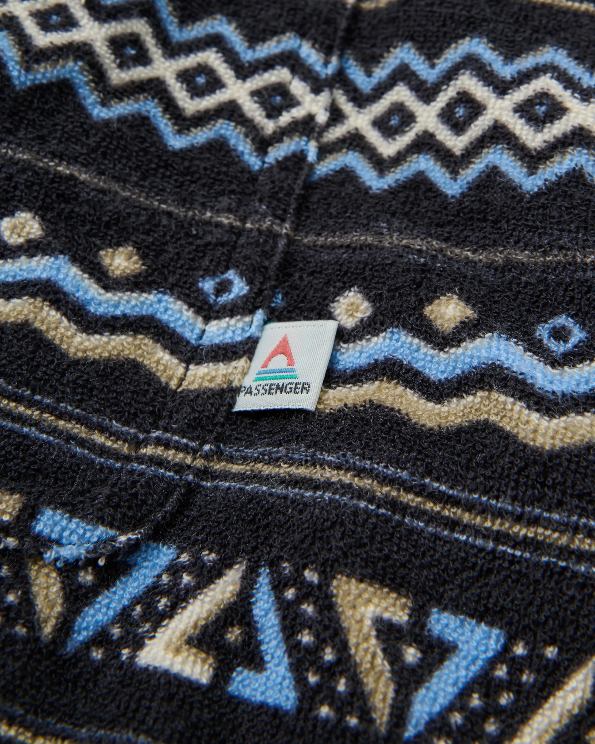 Rising Towelling Polo Shirt - Geo Stripe Faded Black  - Flatlay