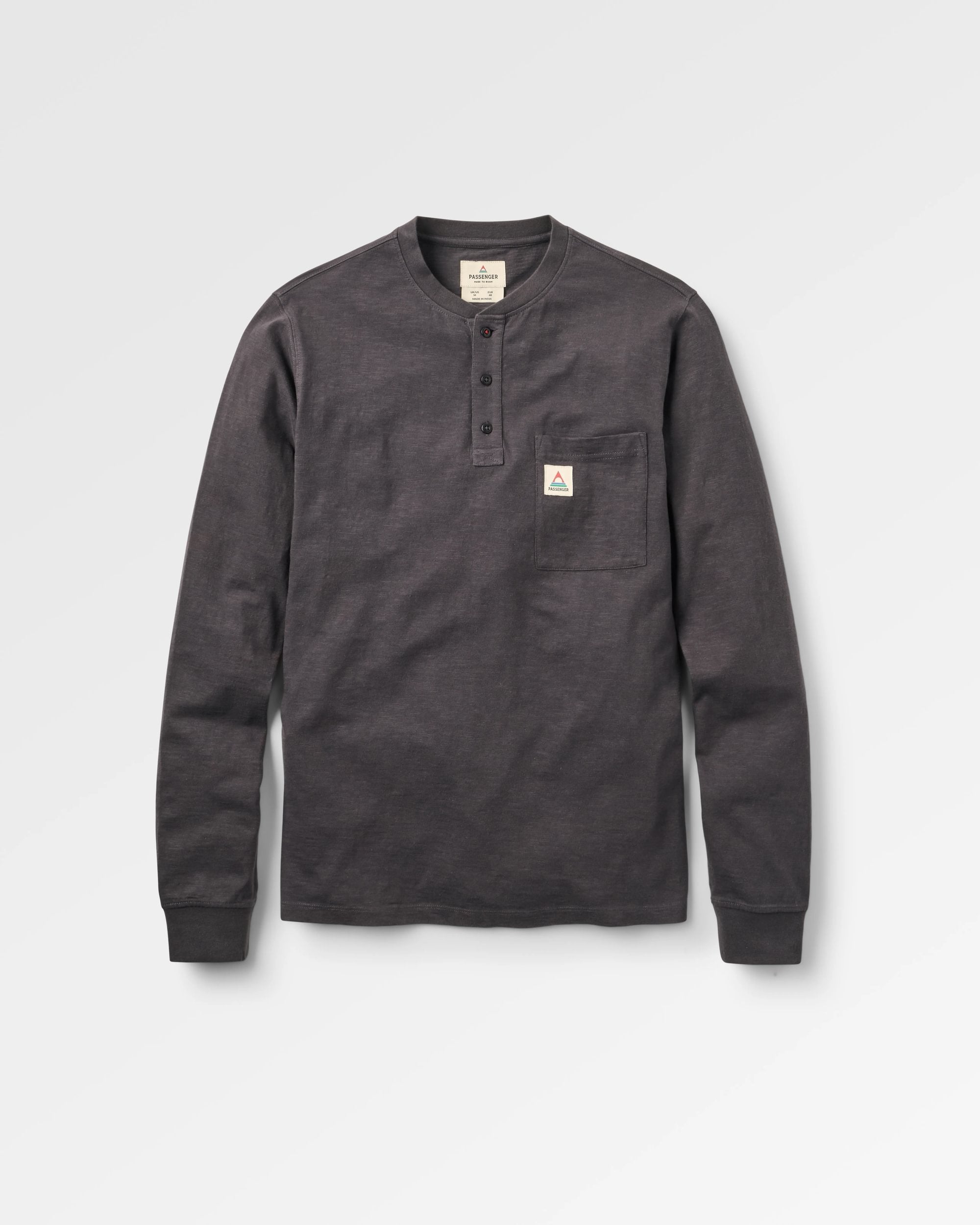 Headland LS Slub Henley - Faded Black - Flatlay