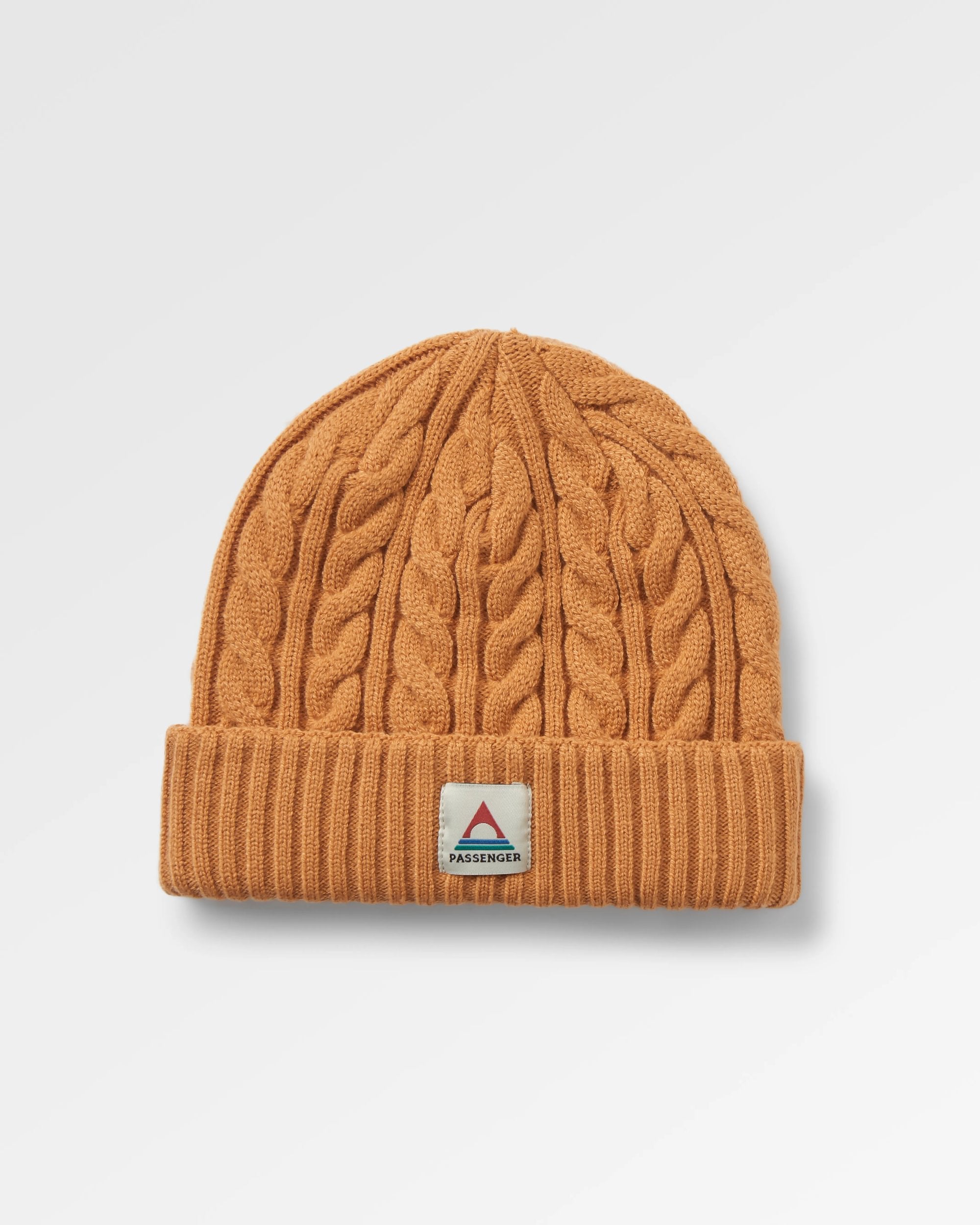Fireside Recycled Cable Knit Beanie - Spruce Yellow - Flatlay