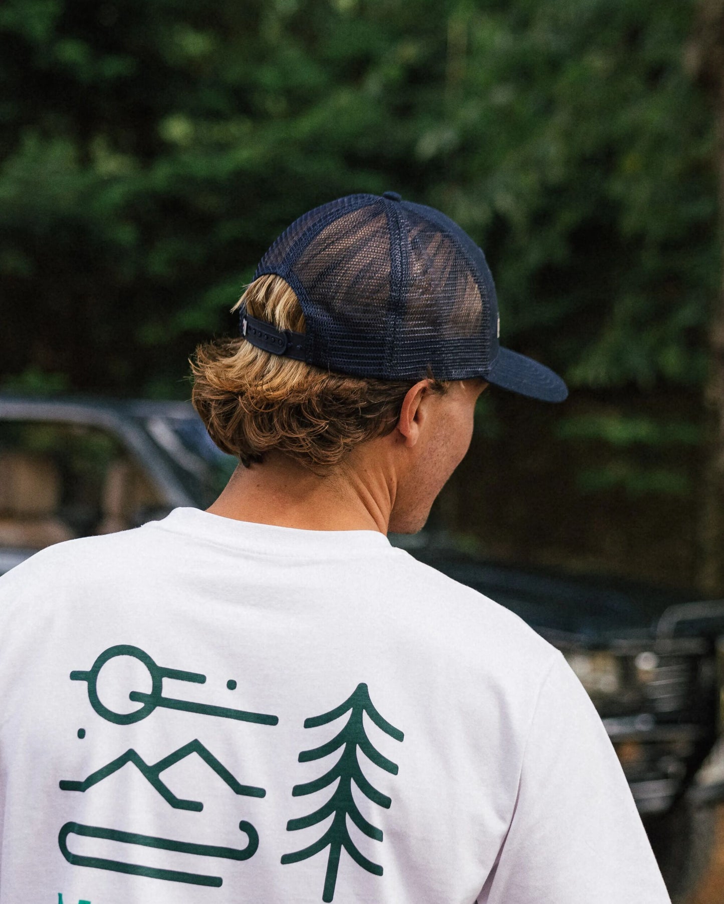 MensPassenger Recycled Cotton Trucker Cap - Rich Navy - Lifestyle