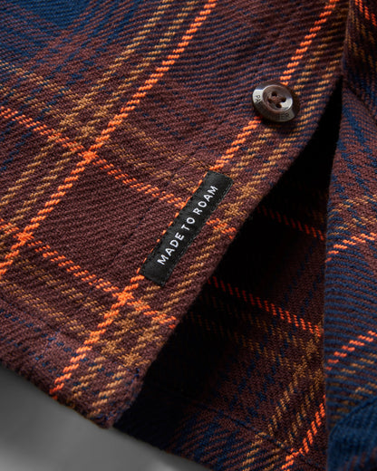 Island Heavy Twill Shirt - Rich Navy/Espresso Check - Flatlay