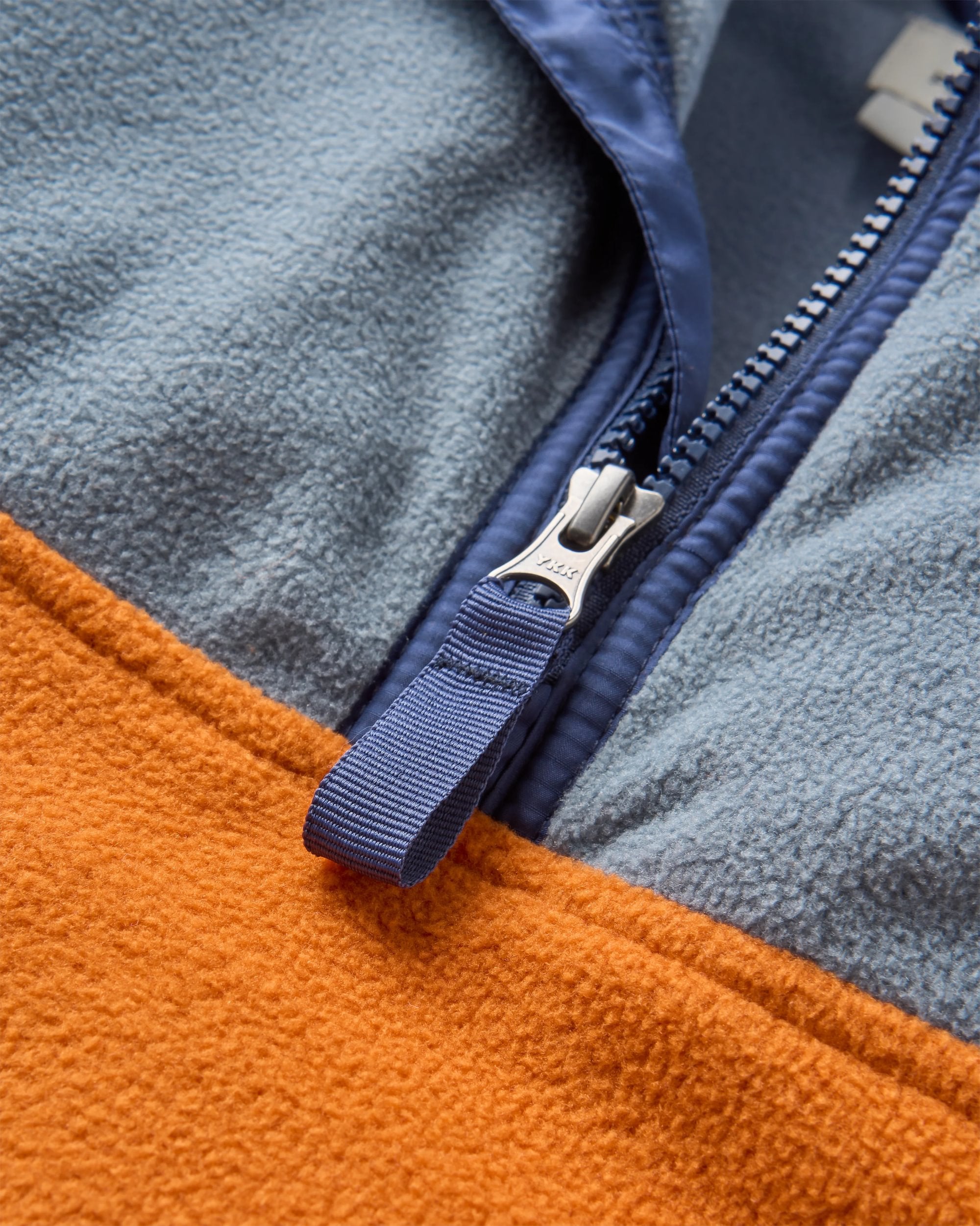 Set Off Recycled Polar Fleece - Sunset Orange/Storm Grey - Flatlay