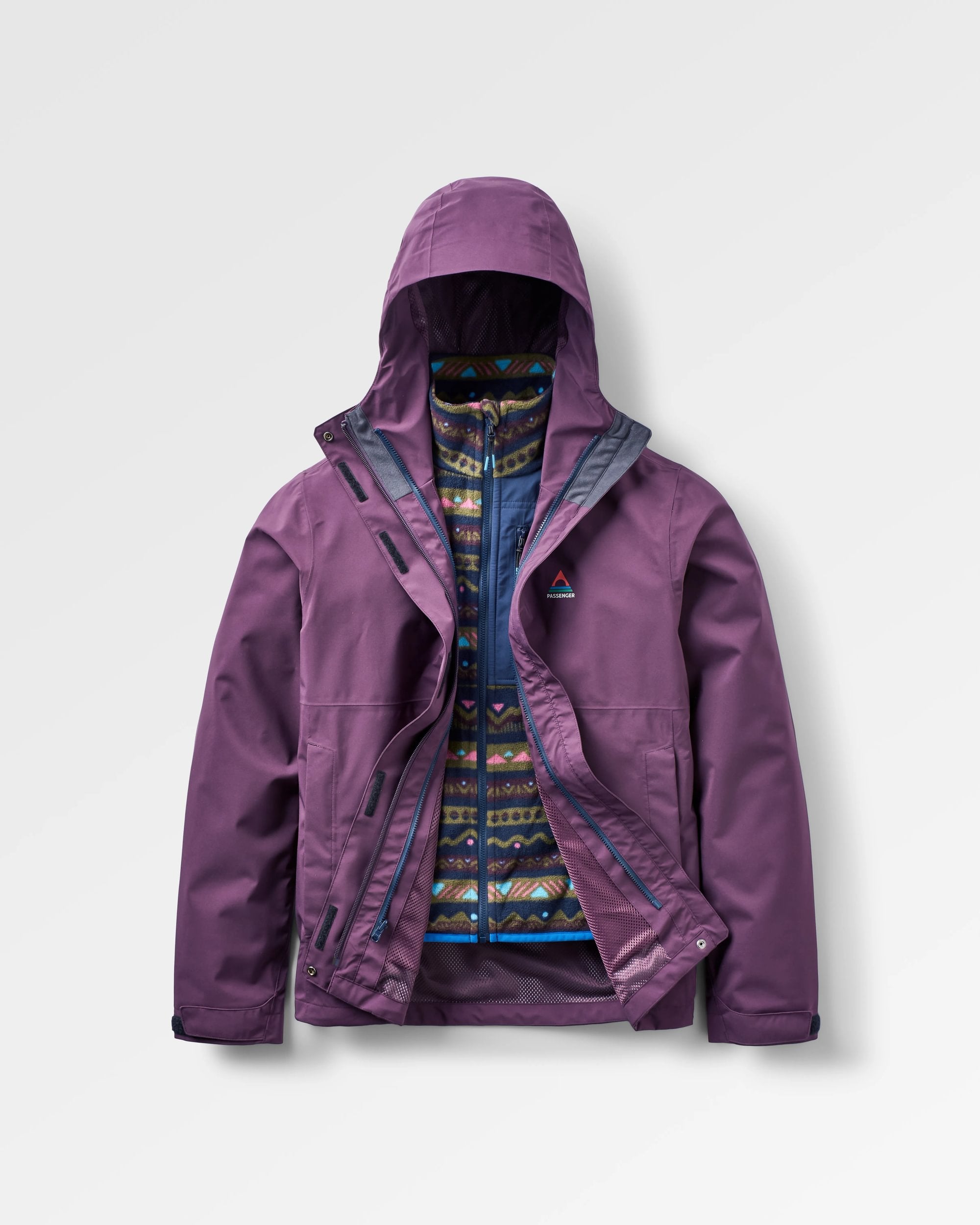 Breckenridge Recycled Waterproof 3 In 1 Jacket - Deep Plum - Flatlay