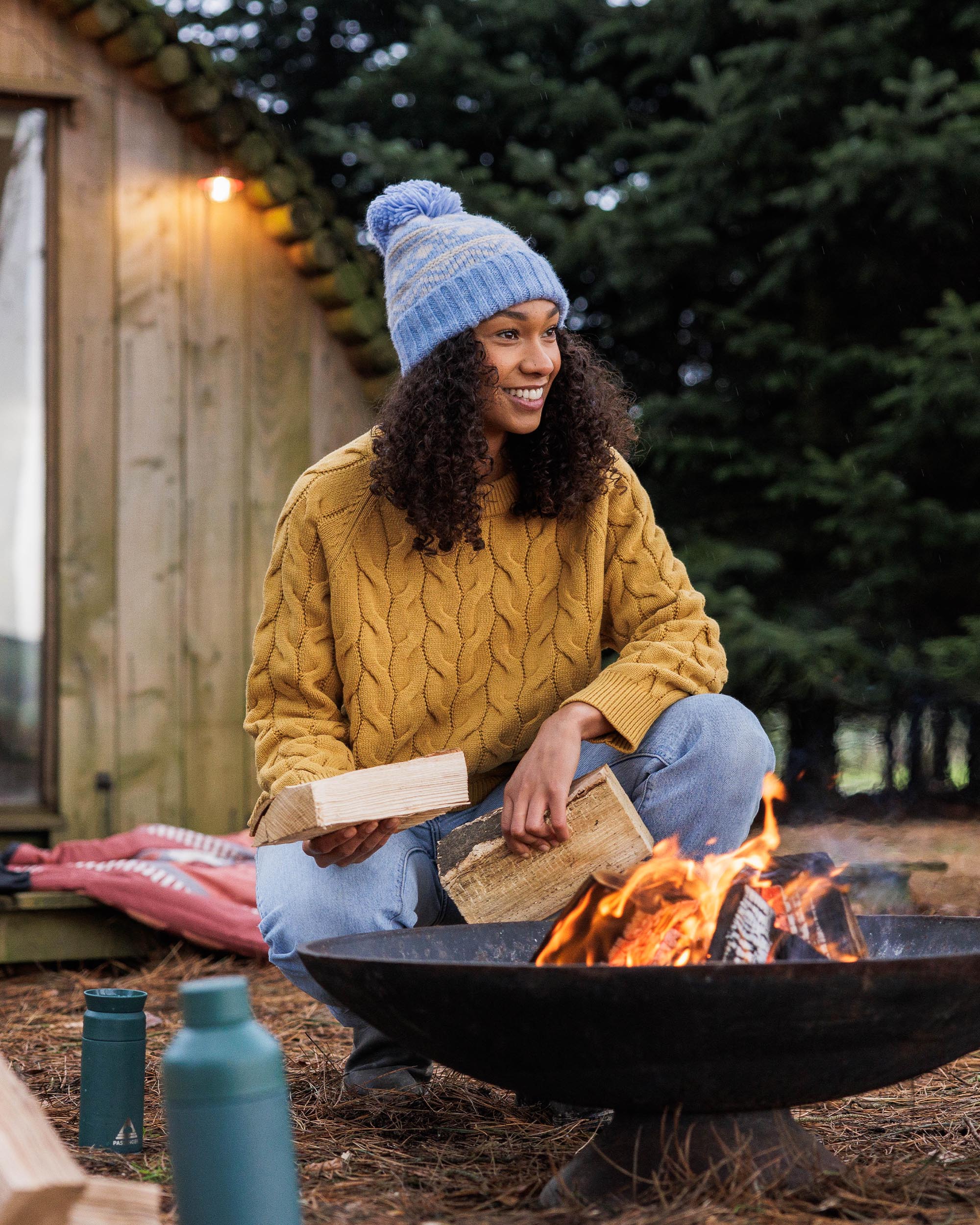 Comfort Organic Knitted Jumper - Mustard Gold - Lifestyle