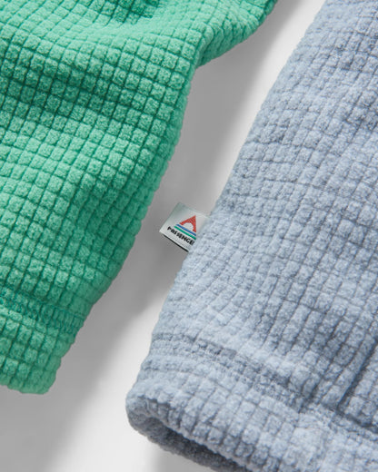 Overlook Recycled Grid Polar Fleece - Green Spruce/Grey Marl - Flatlay