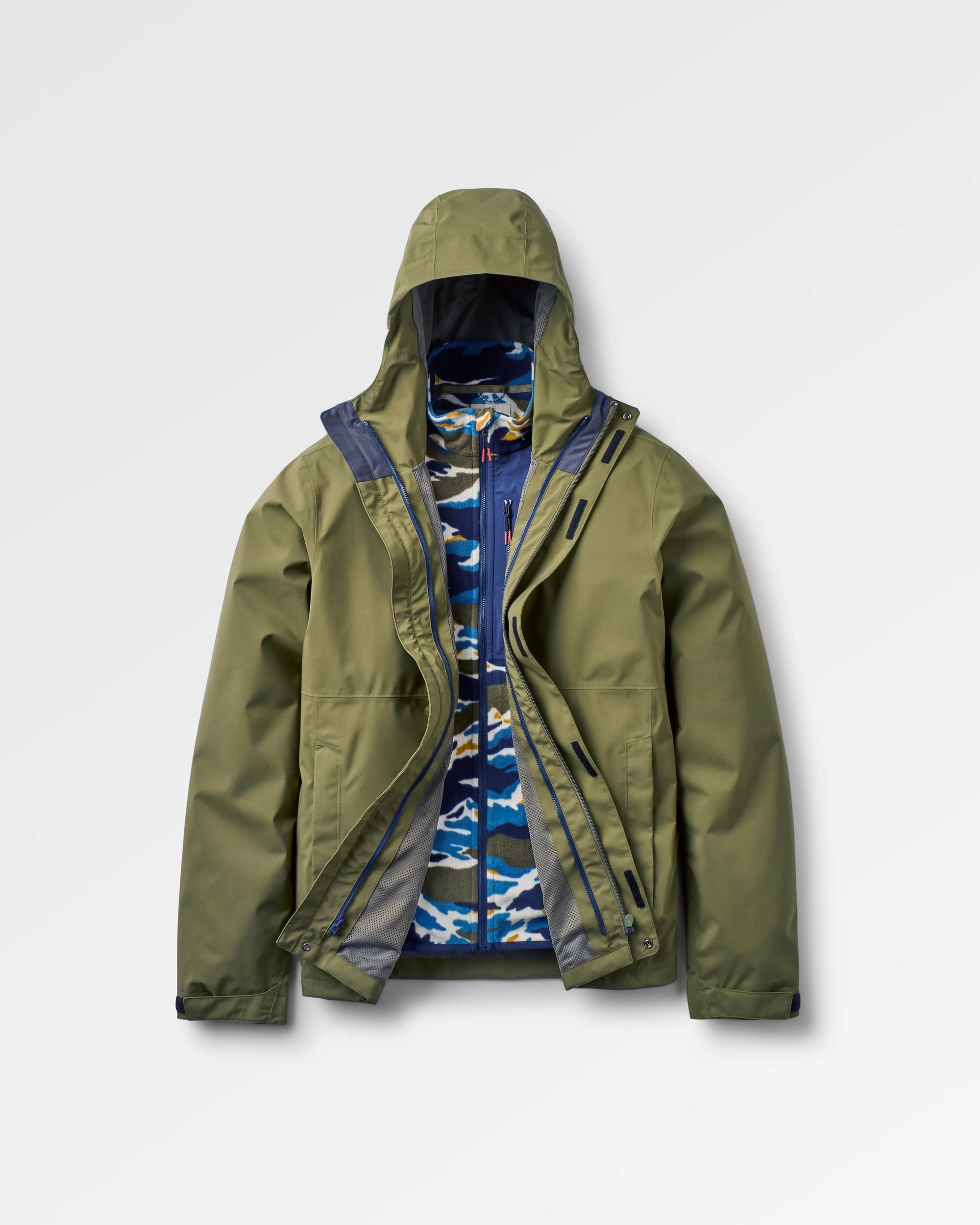 Graniteridge Recycled Waterproof 3 in 1 Jacket - Khaki - Flatlay