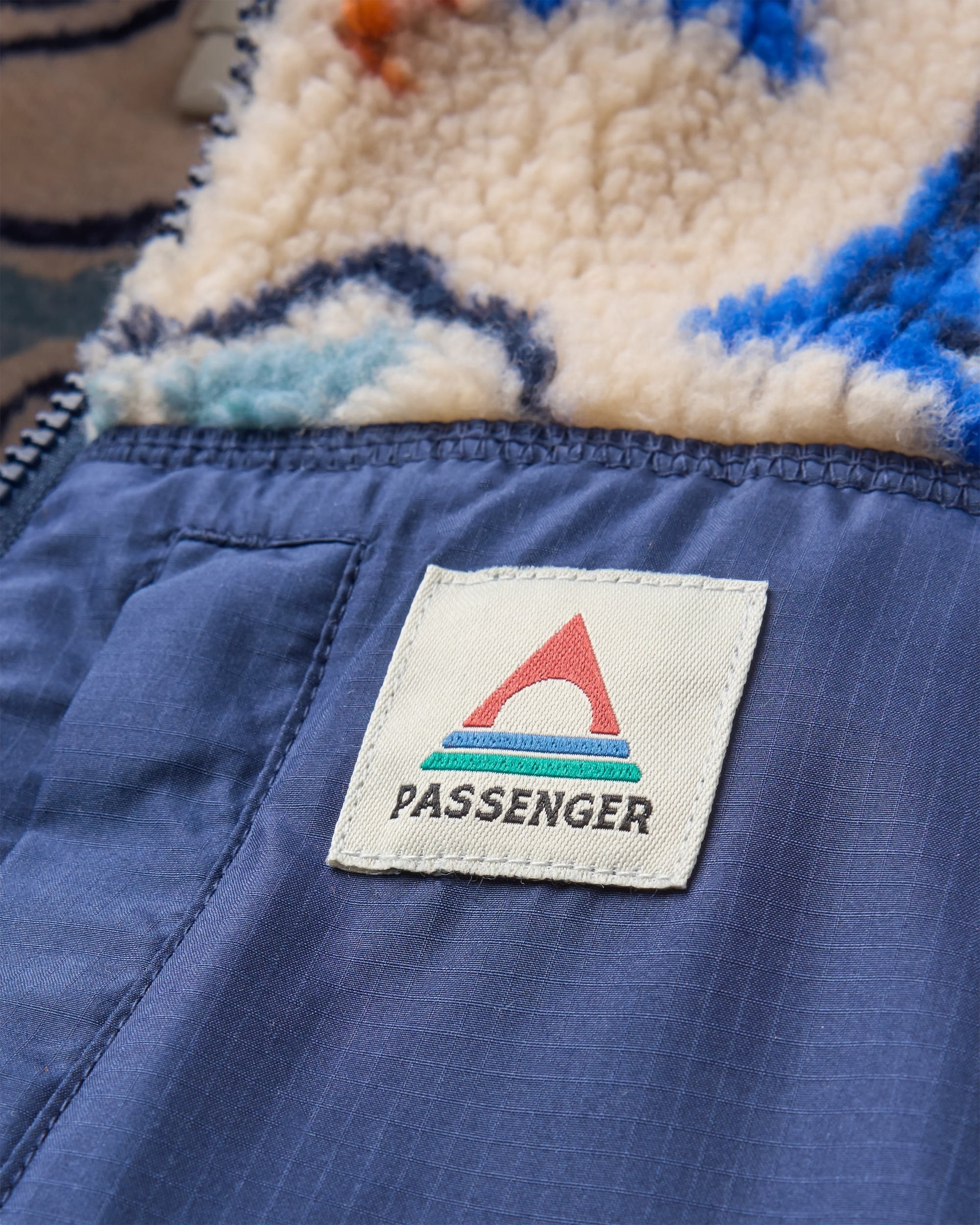 Offroad Recycled Sherpa 1/2 Zip Fleece - Abstract Strata Multi - Flatlay