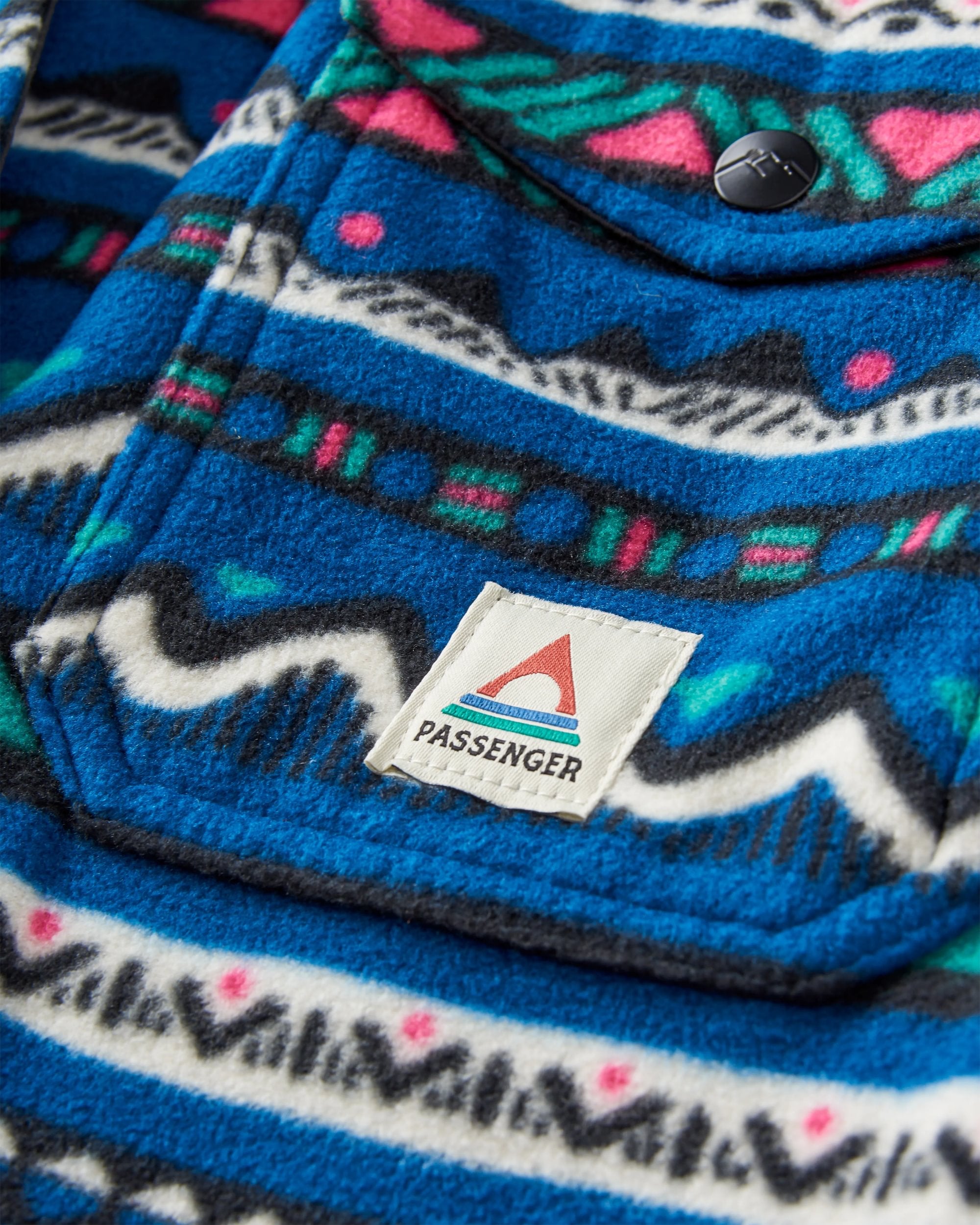 East Recycled Polar Fleece Shirt - Mountain Geo Tidal Blue - Flatlay