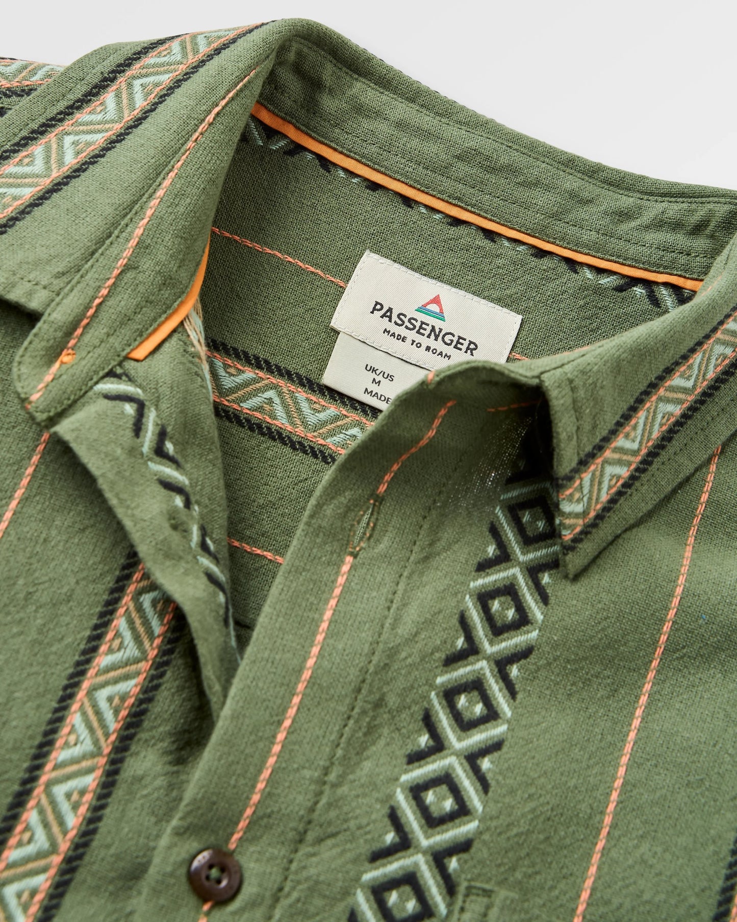 Chill Textured Short Sleeve Shirt - Wild Green Stripe - Flatlay