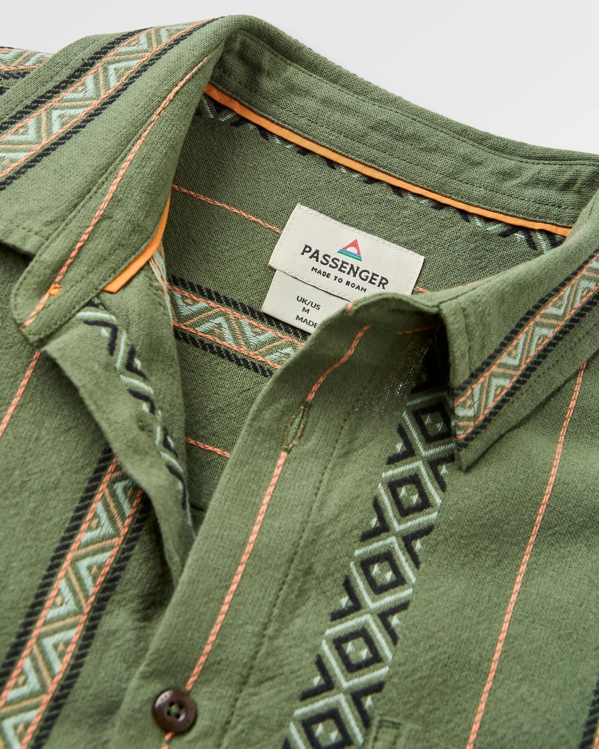 Chill Textured Short Sleeve Shirt - Wild Green Stripe - Flatlay