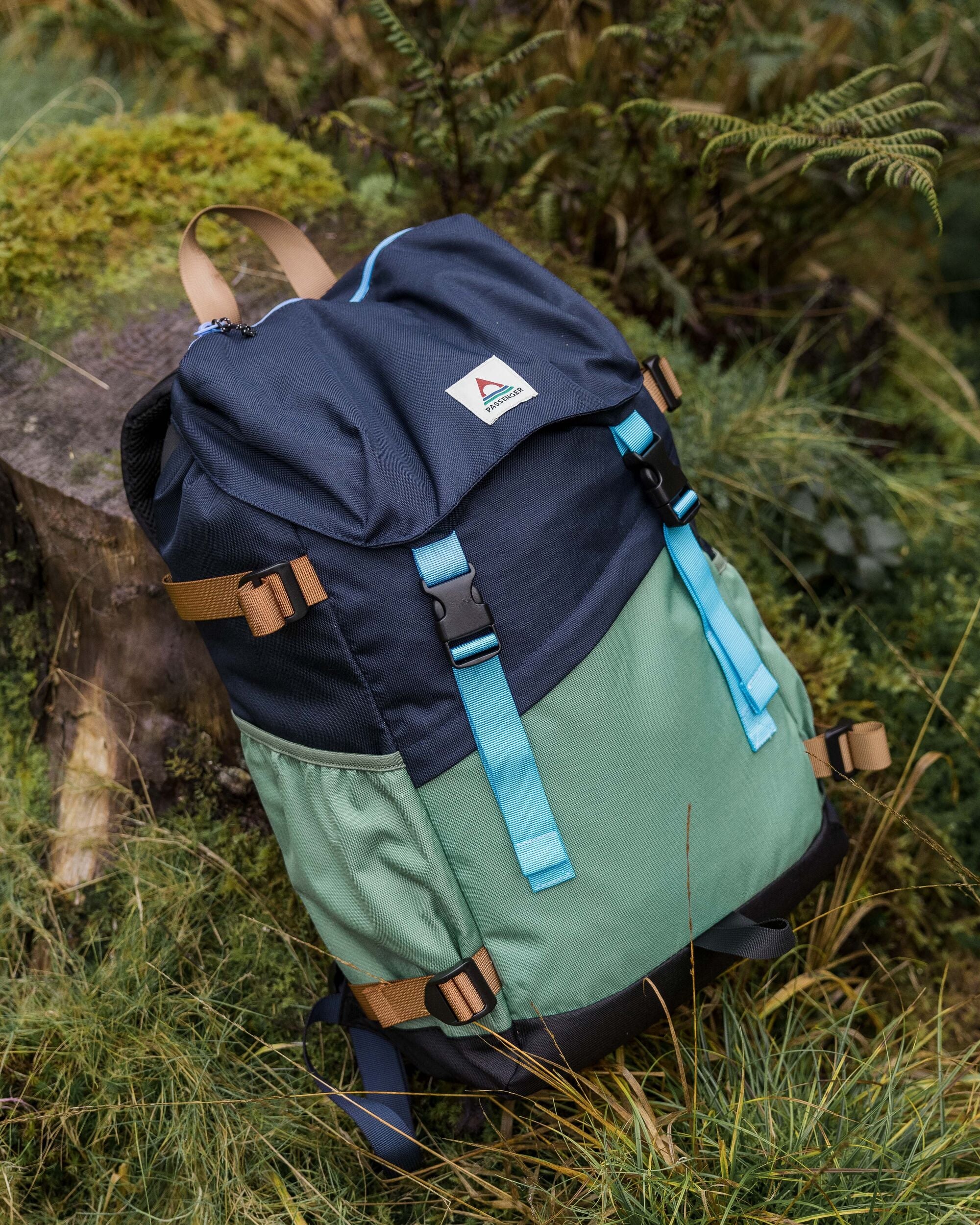 Boondocker Recycled 26L Backpack - Deep Navy/Laurel Green - Flatlay