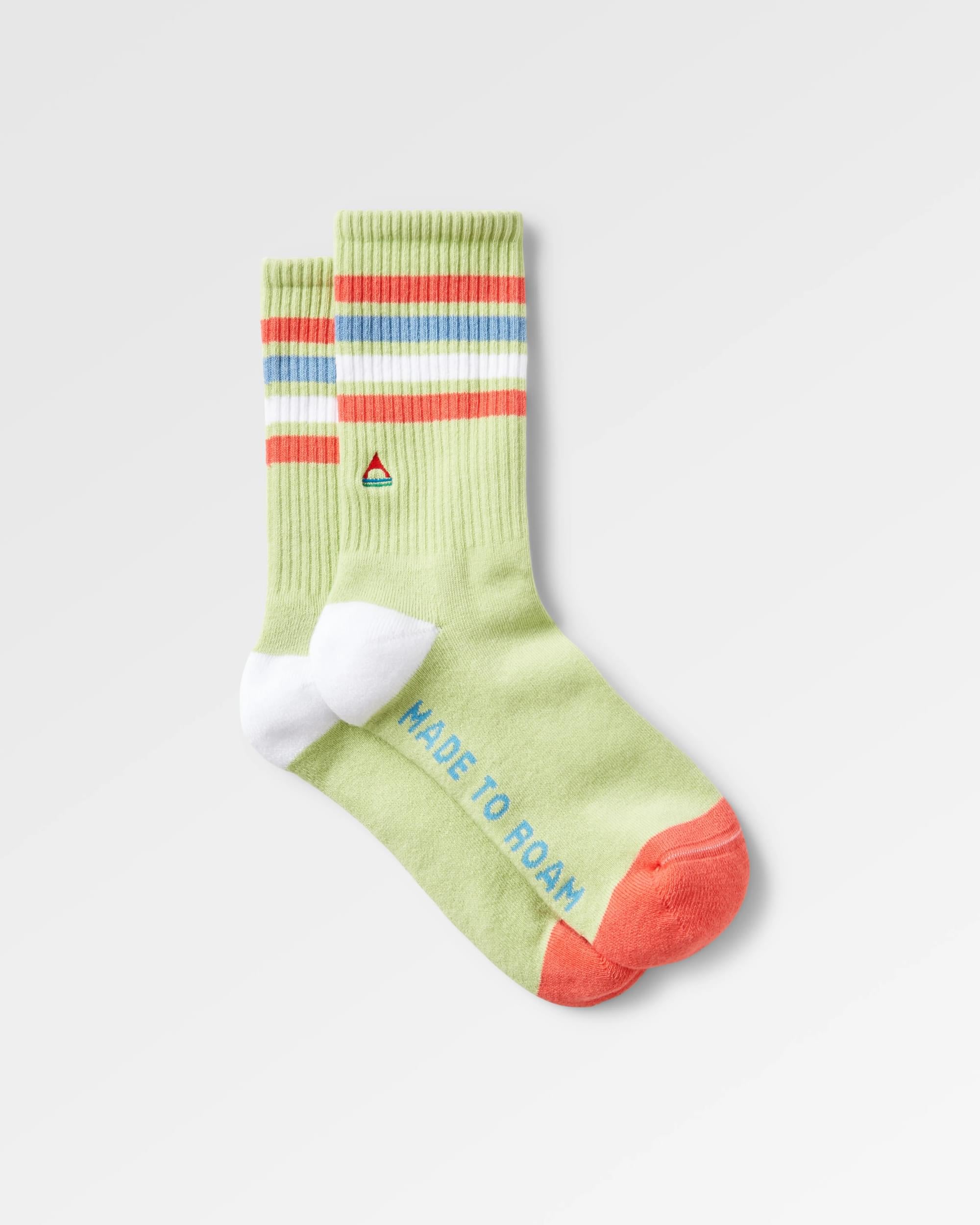 Organic Mid-weight Crew Socks - Green Fig - Flatlay