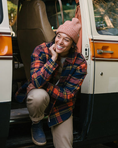 Flint Organic Cotton Overshirt - Rich Navy/Burnt Orange - Lifestyle