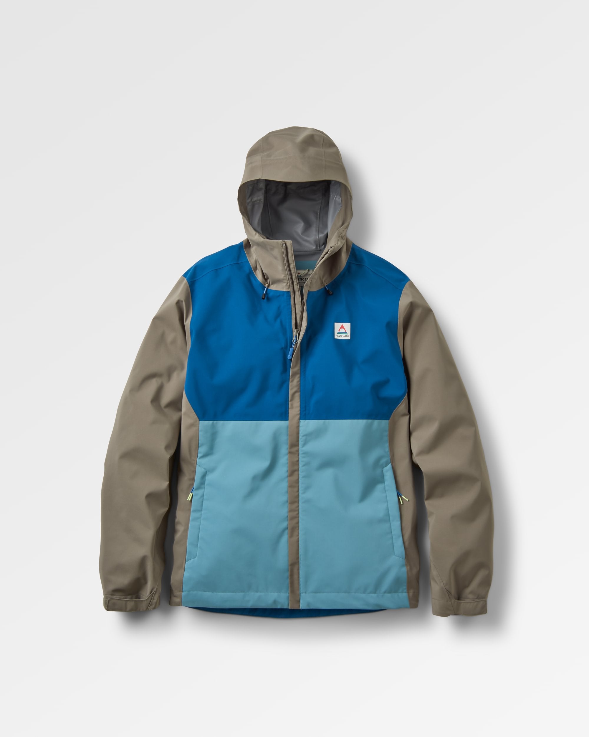 Downpour Recycled Waterproof Jacket - Tidal Blue/Arctic/Dusty Olive - Flatlay