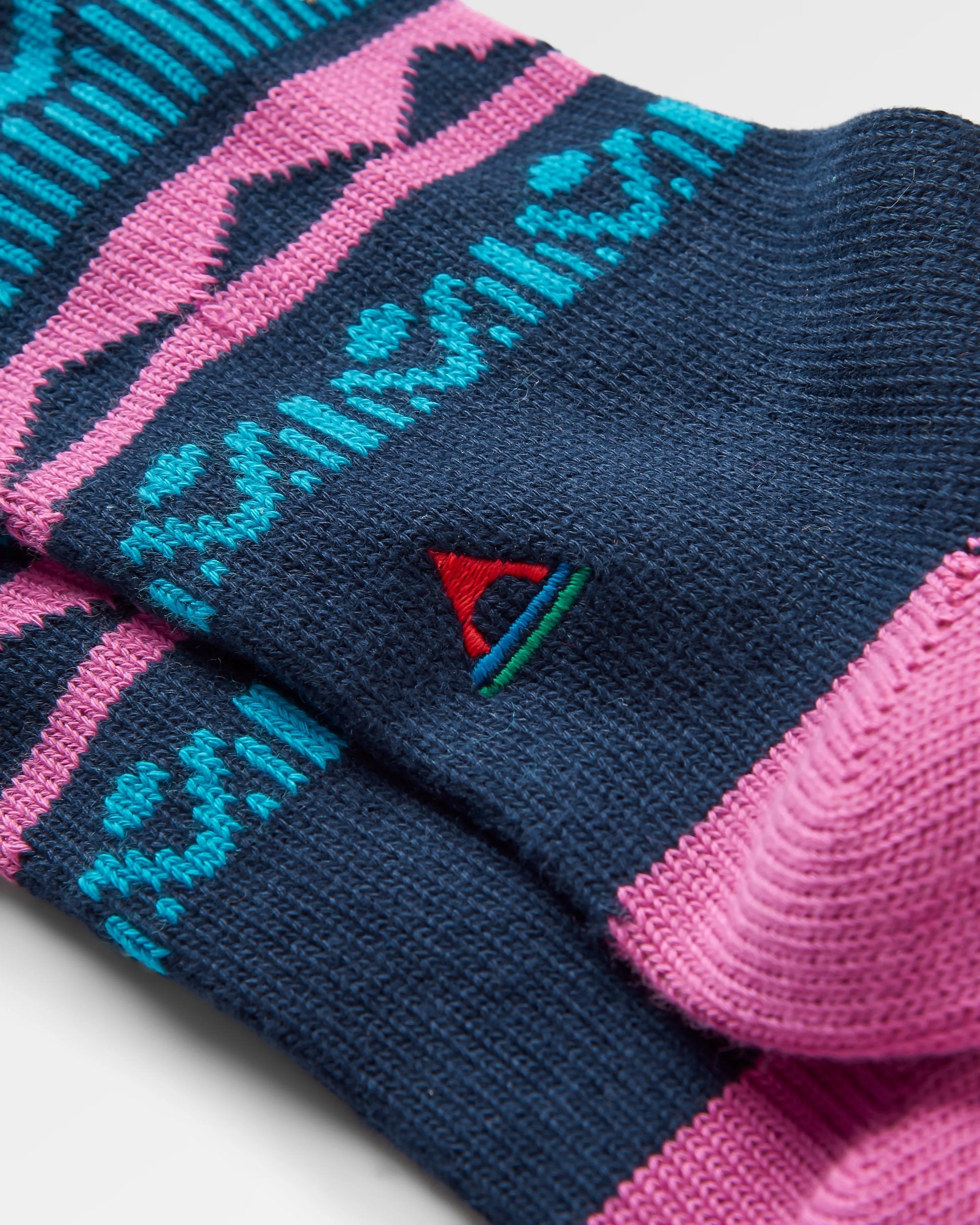 Nettle Organic Patterned Socks - Rich Navy - Flatlay